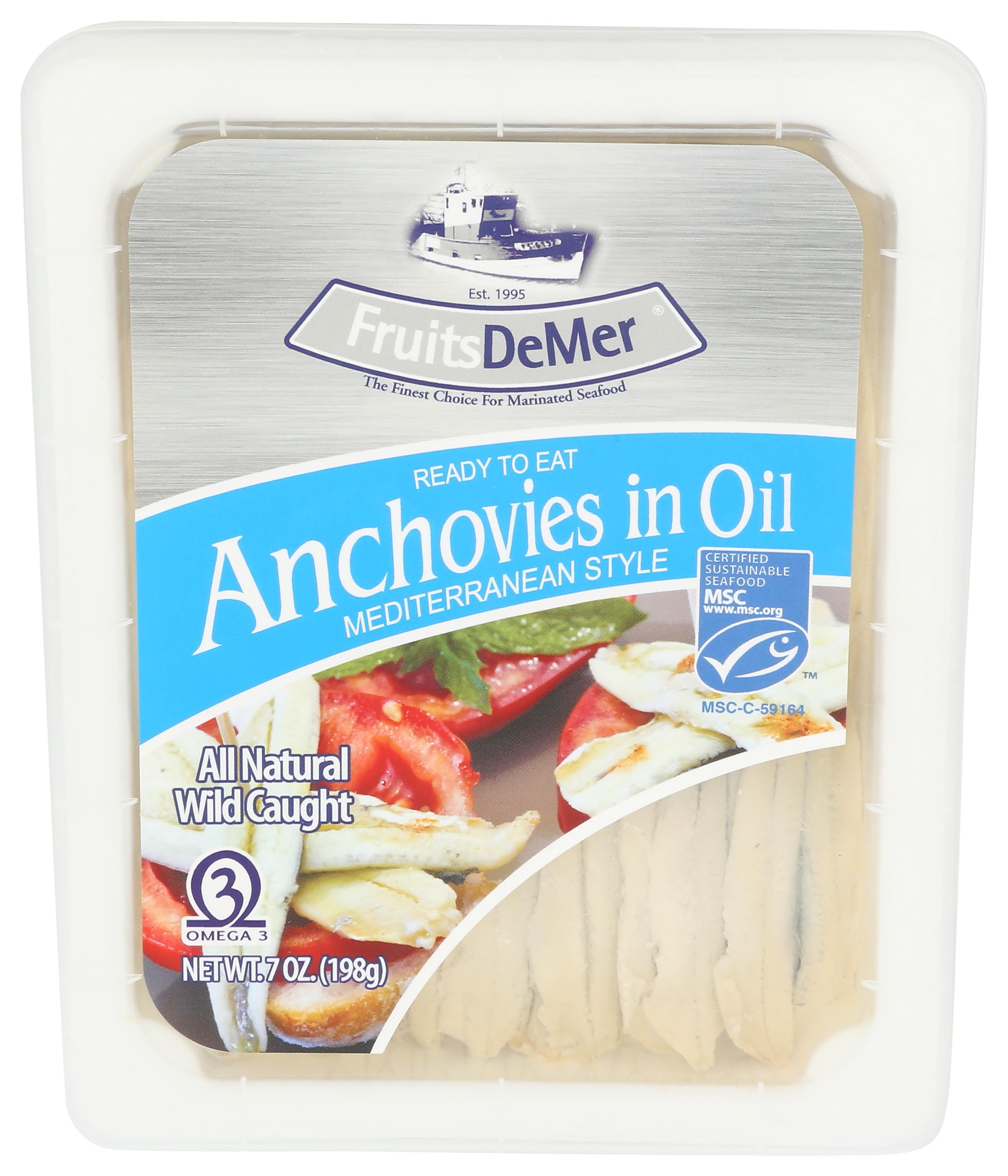 Fruits De Mer, Anchovies Marinated Oil MSC, 7 Ounce