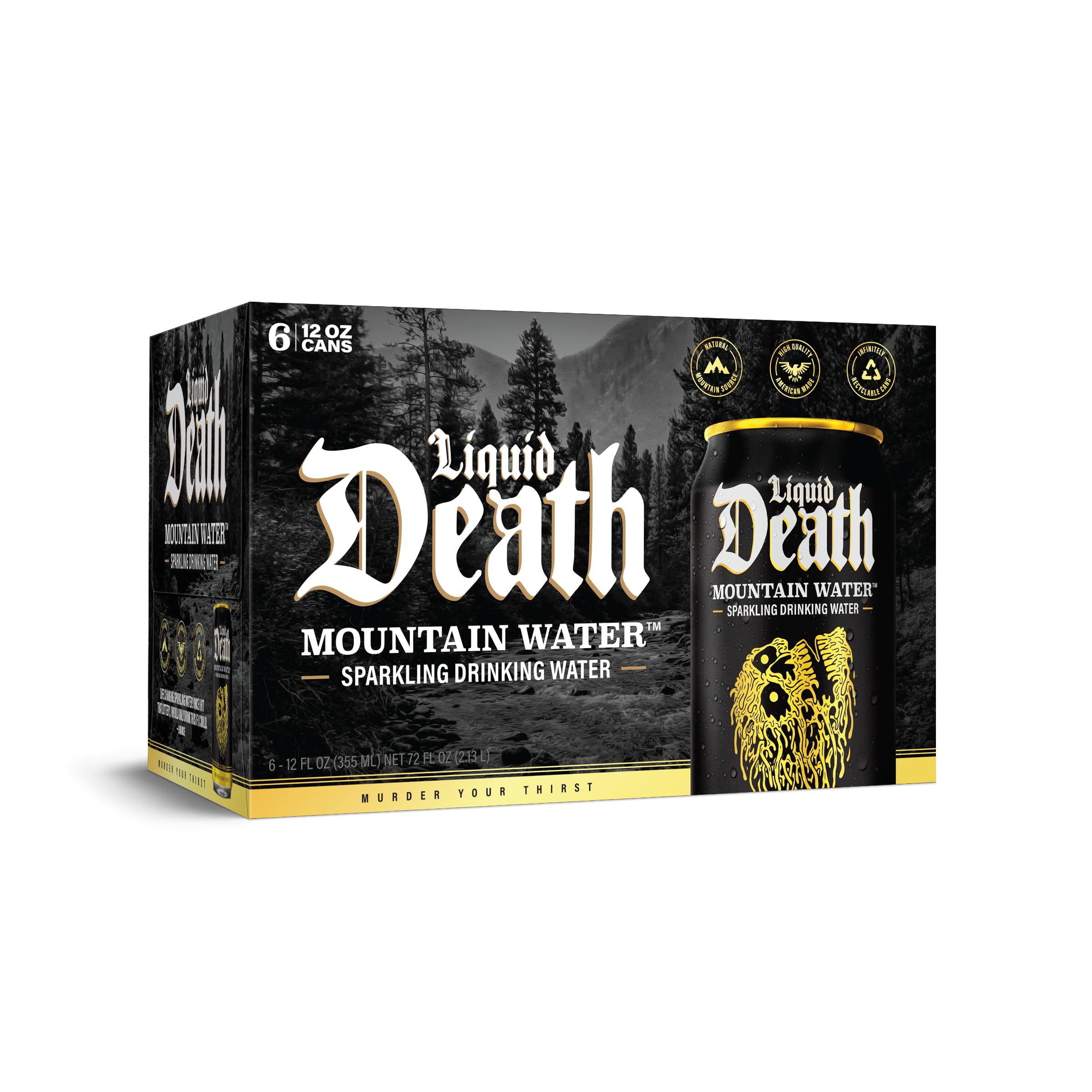 Liquid Death Sparkling Mountain Water 6pk, 12 FZ