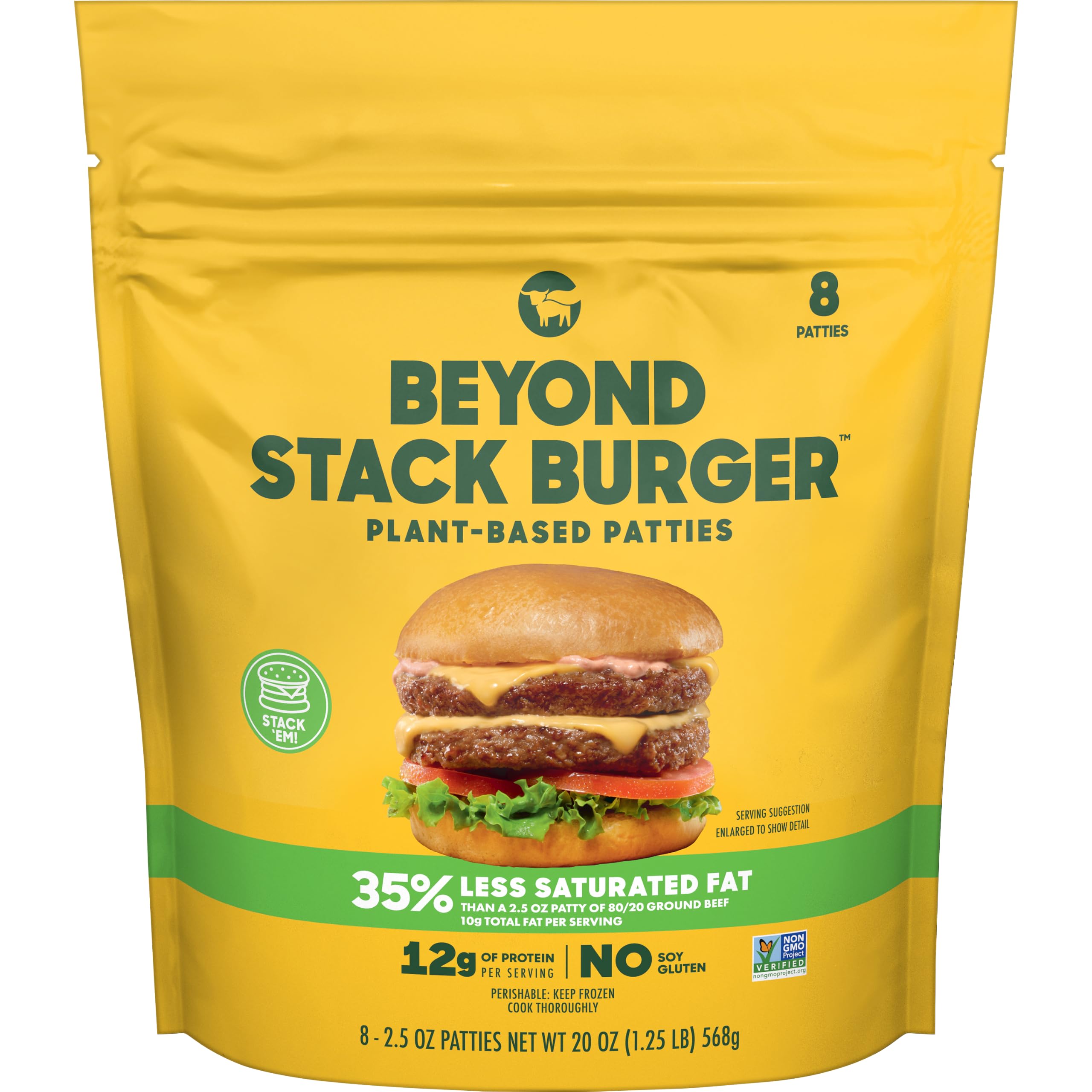 Beyond Meat Stack Burger Plant-Based Patties, 2.5 Ounce Each (Pack of 8)