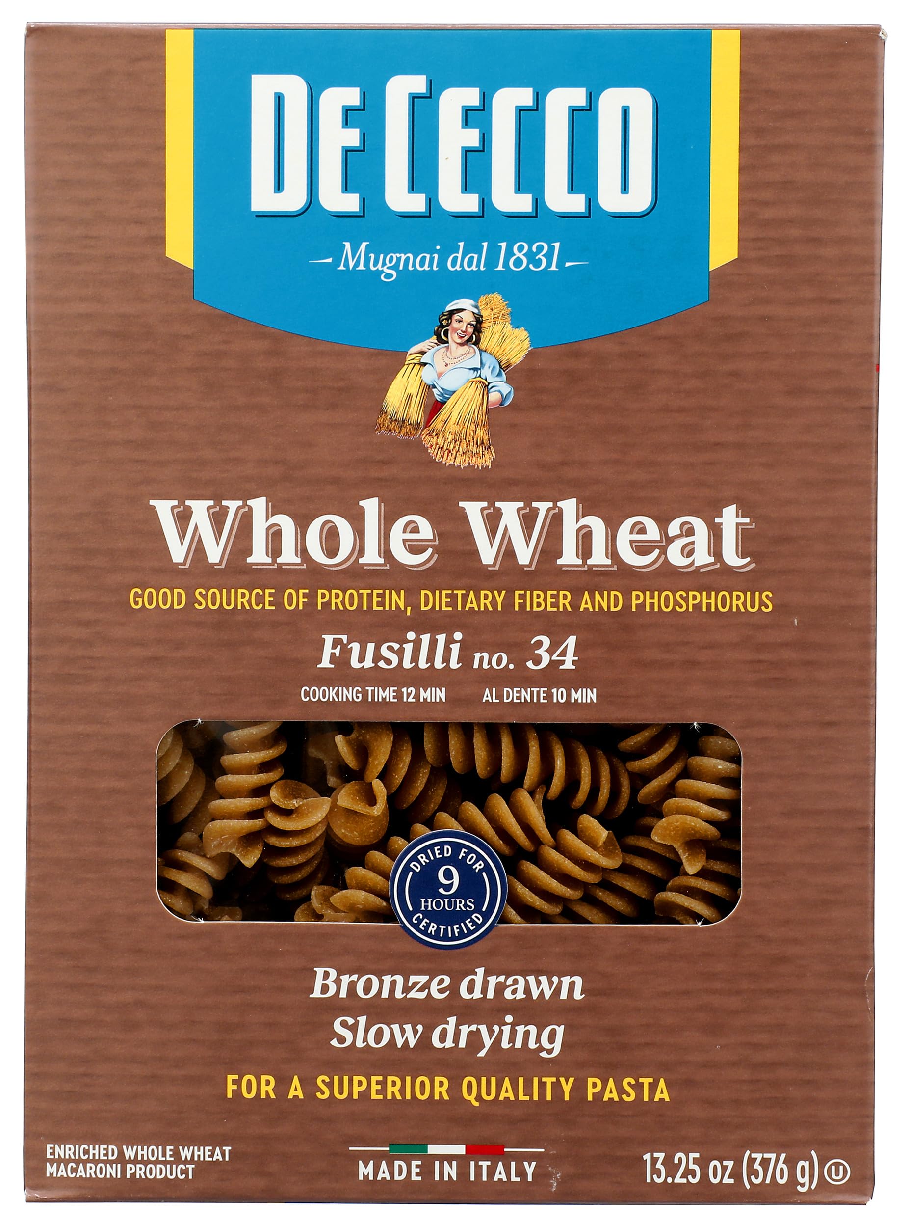 De Cecco Pasta Fusilli Whole Wheat, 13.25 oz