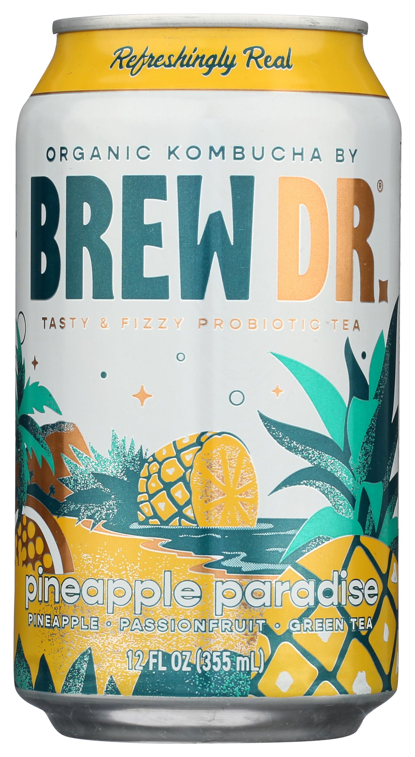 Brew Dr, Kombucha Pineapple Paradise Organic, 12 Fl Oz, 4 Pack