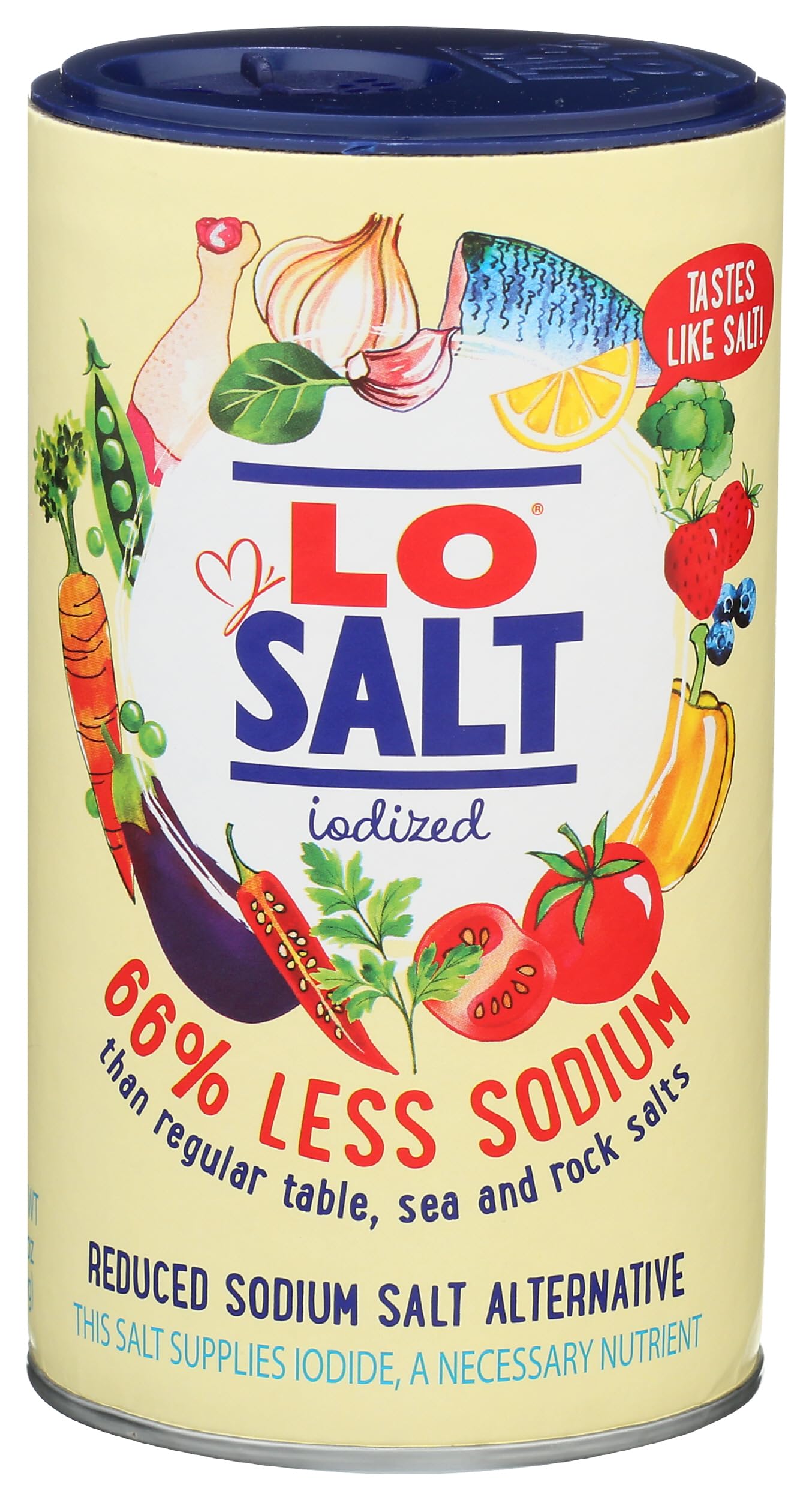 Losalt, Salt Iodized Reduced Sodium, 12.3 Ounce