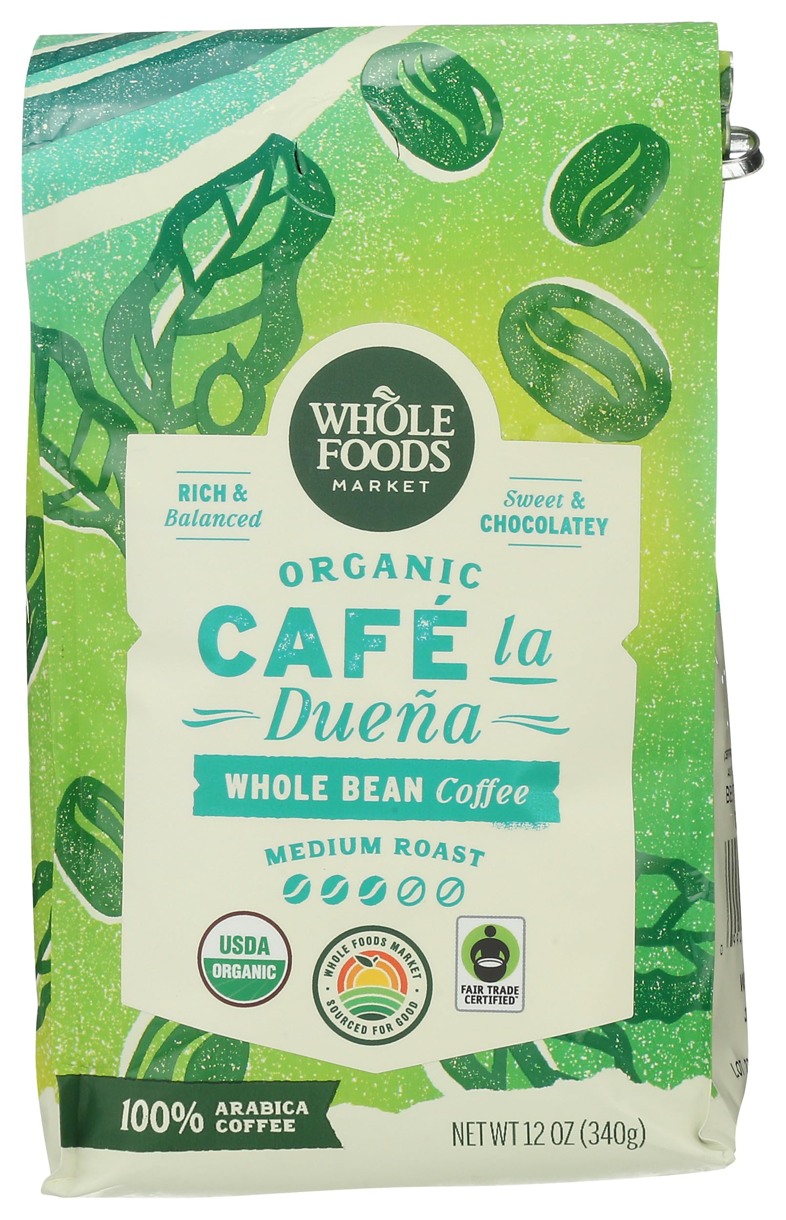 Organic Café la Duena Whole Bean Coffee, Medium Roast, Rich & Balanced, Sweet & Chocolatey, 12 Ounce