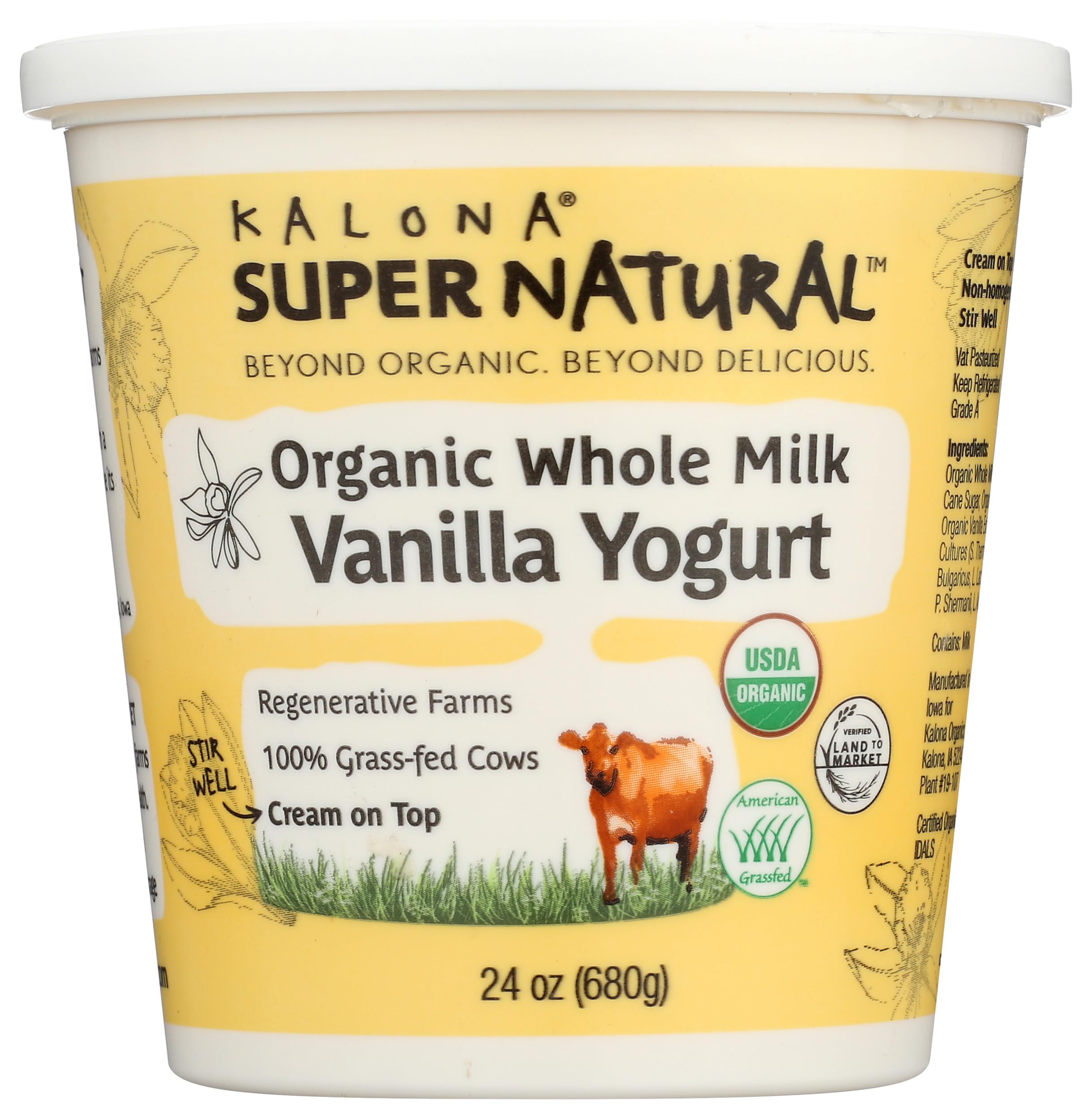 Kalona Supernatural, Yogurt Vanilla Organic, 24 Ounce
