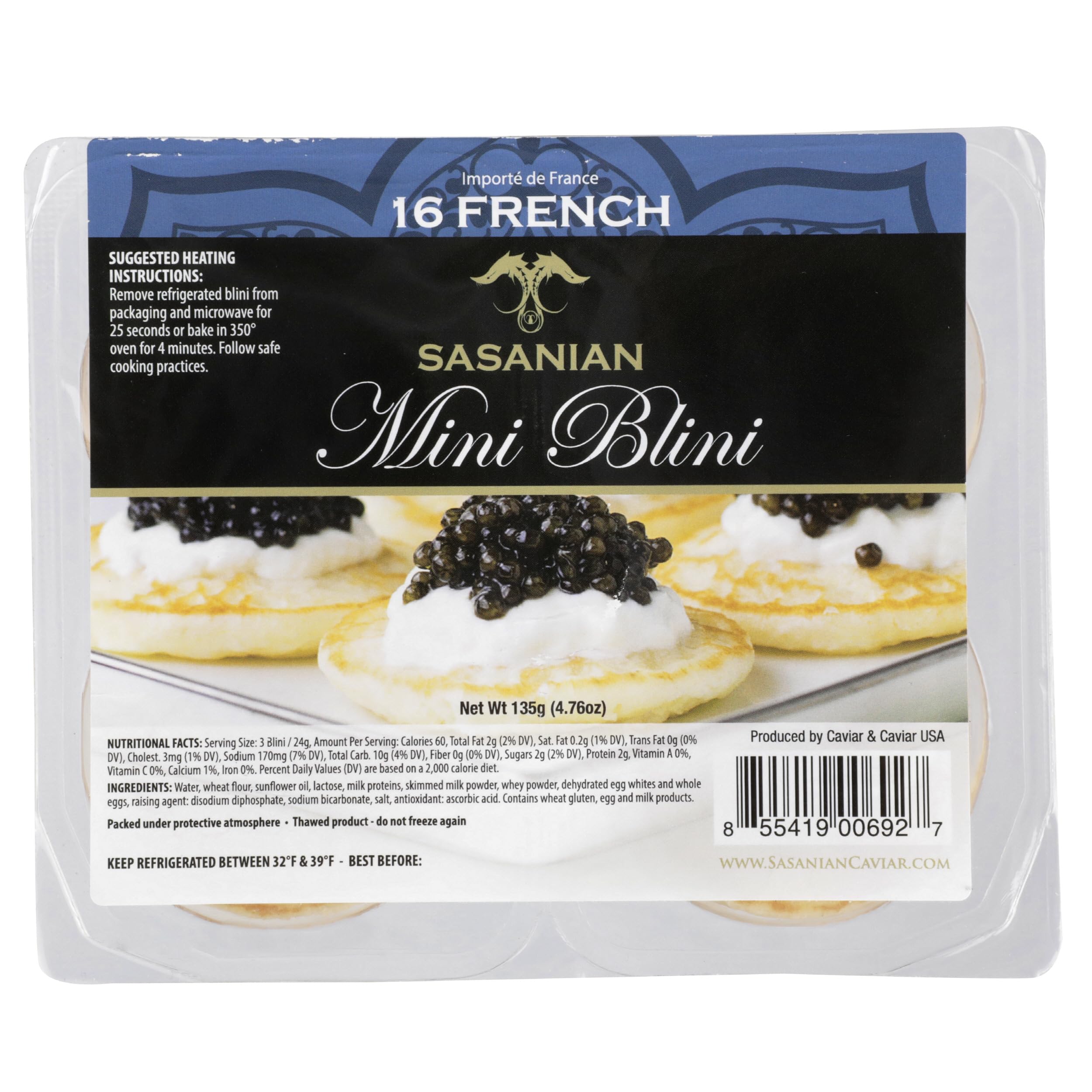 Sasanian Caviar, French Mini Blini, 16 Count