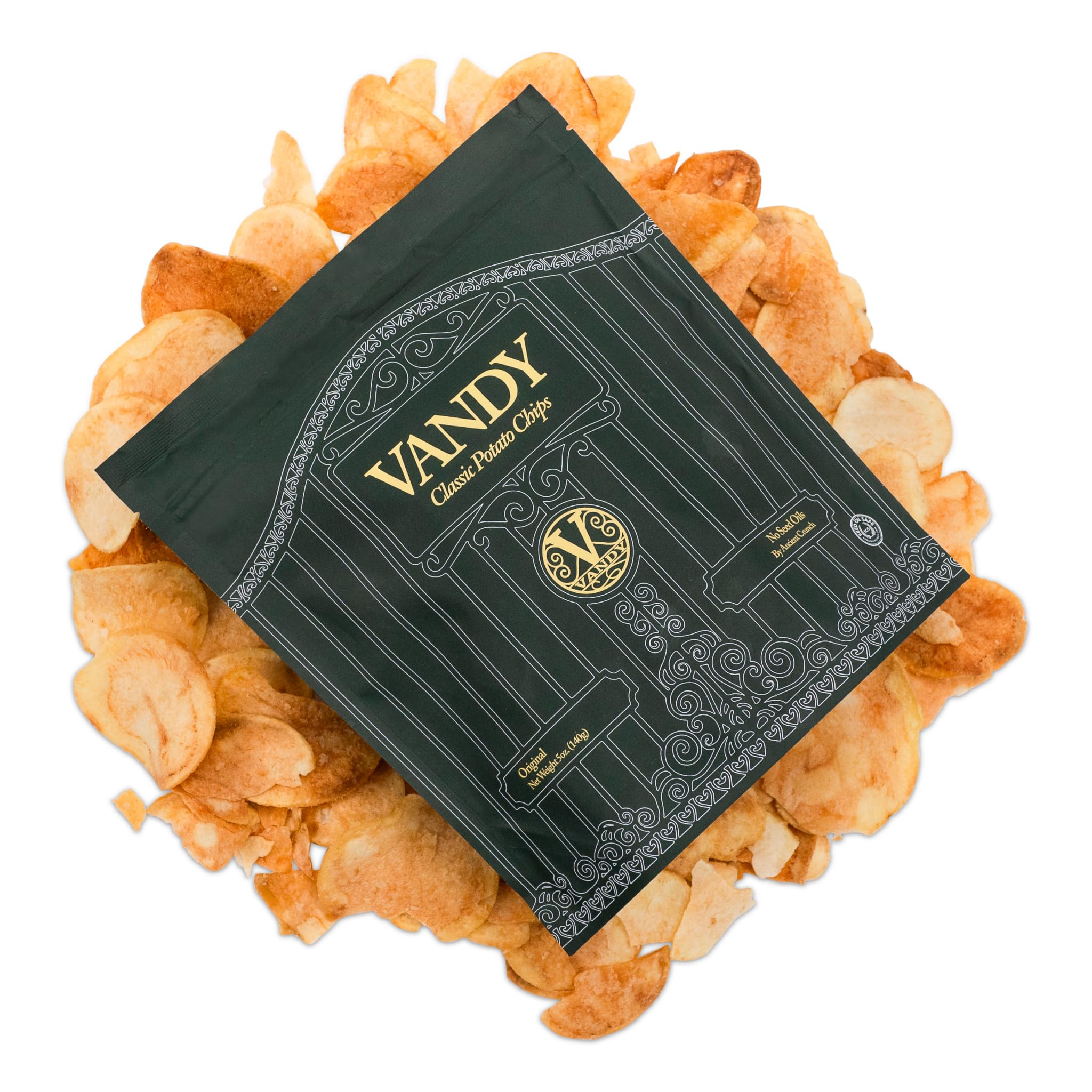 Vandy Crisps Potato Chips Cooked in Pure Beef Tallow - 5oz | Vegetable & seed oil free snacks, gluten free, made with potatoes, beef tallow and sea salt