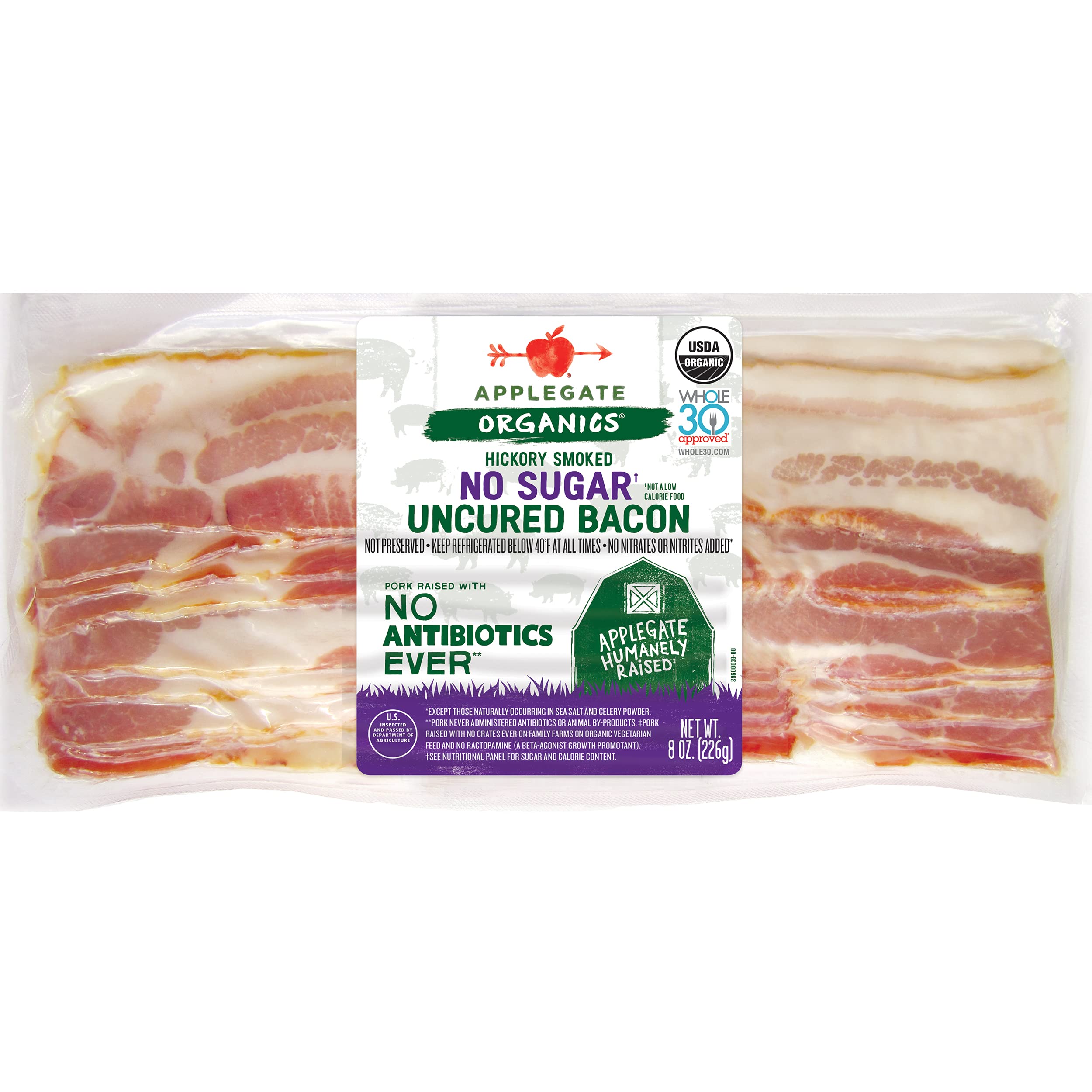 Organic No Sugar Uncured Bacon, 8 oz