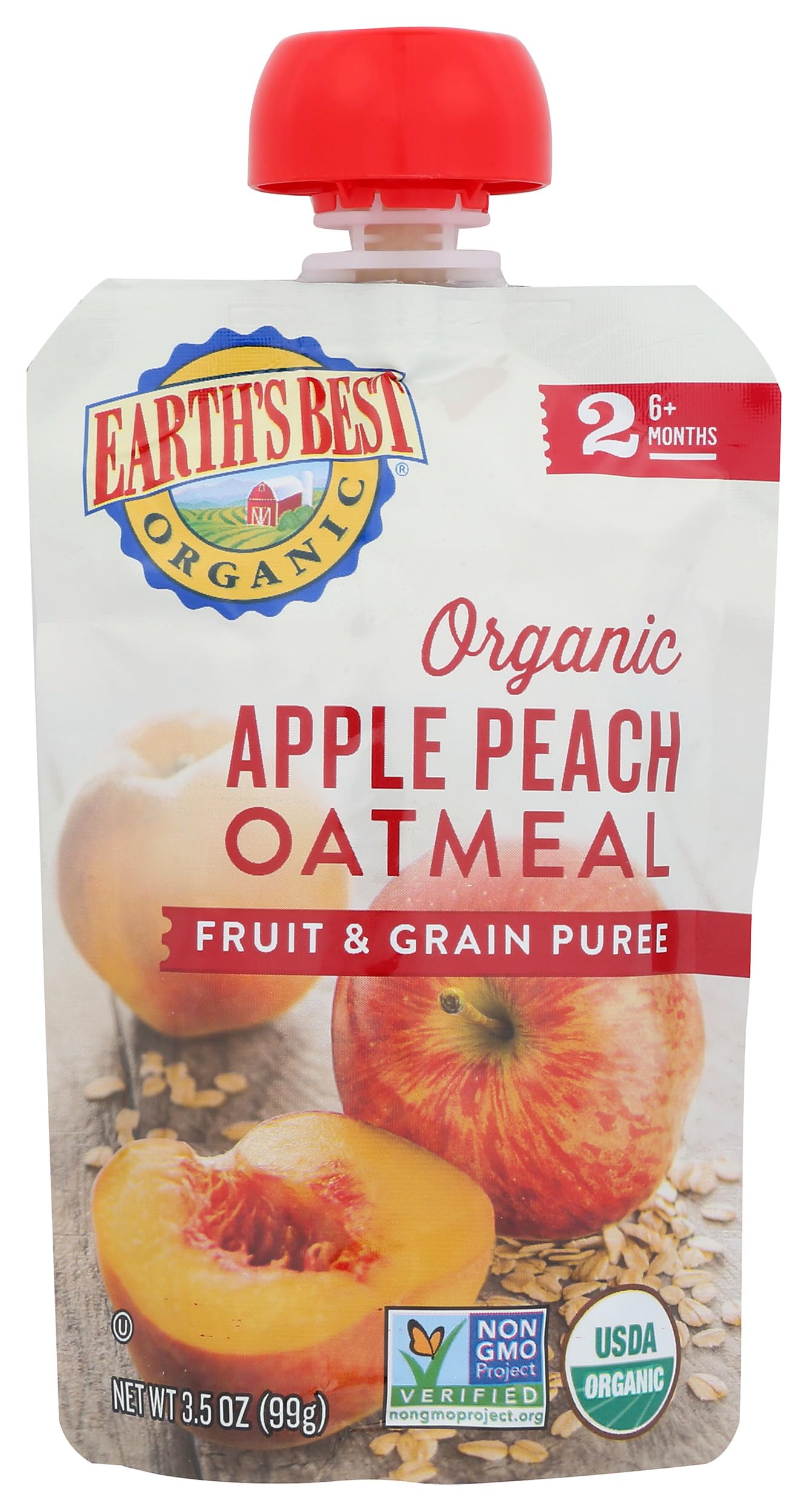 Earths Best Baby Puree Apple Peach Or, 4.2 oz