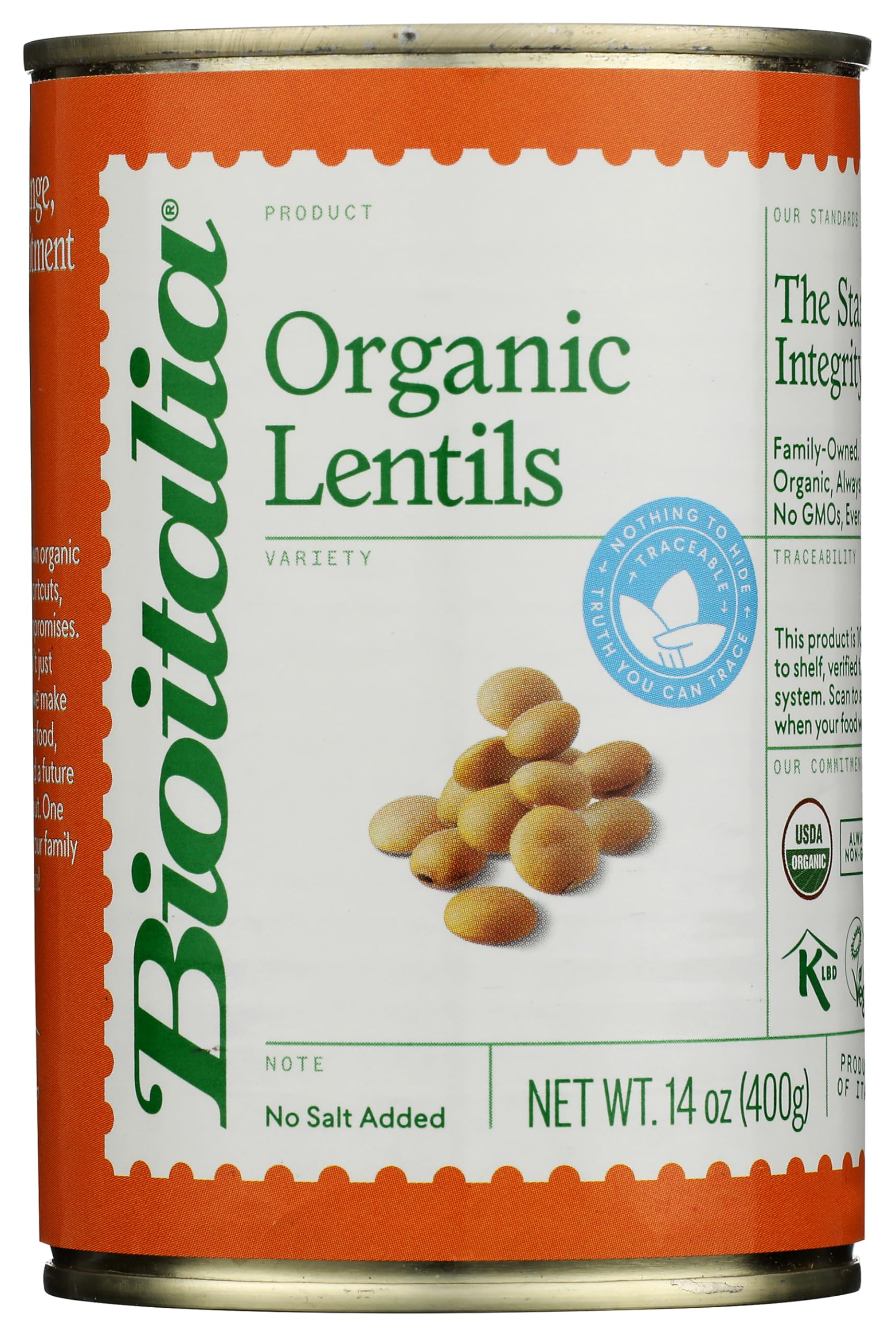 BIOITALIA Organic Canned Green Lentils, 14 OZ