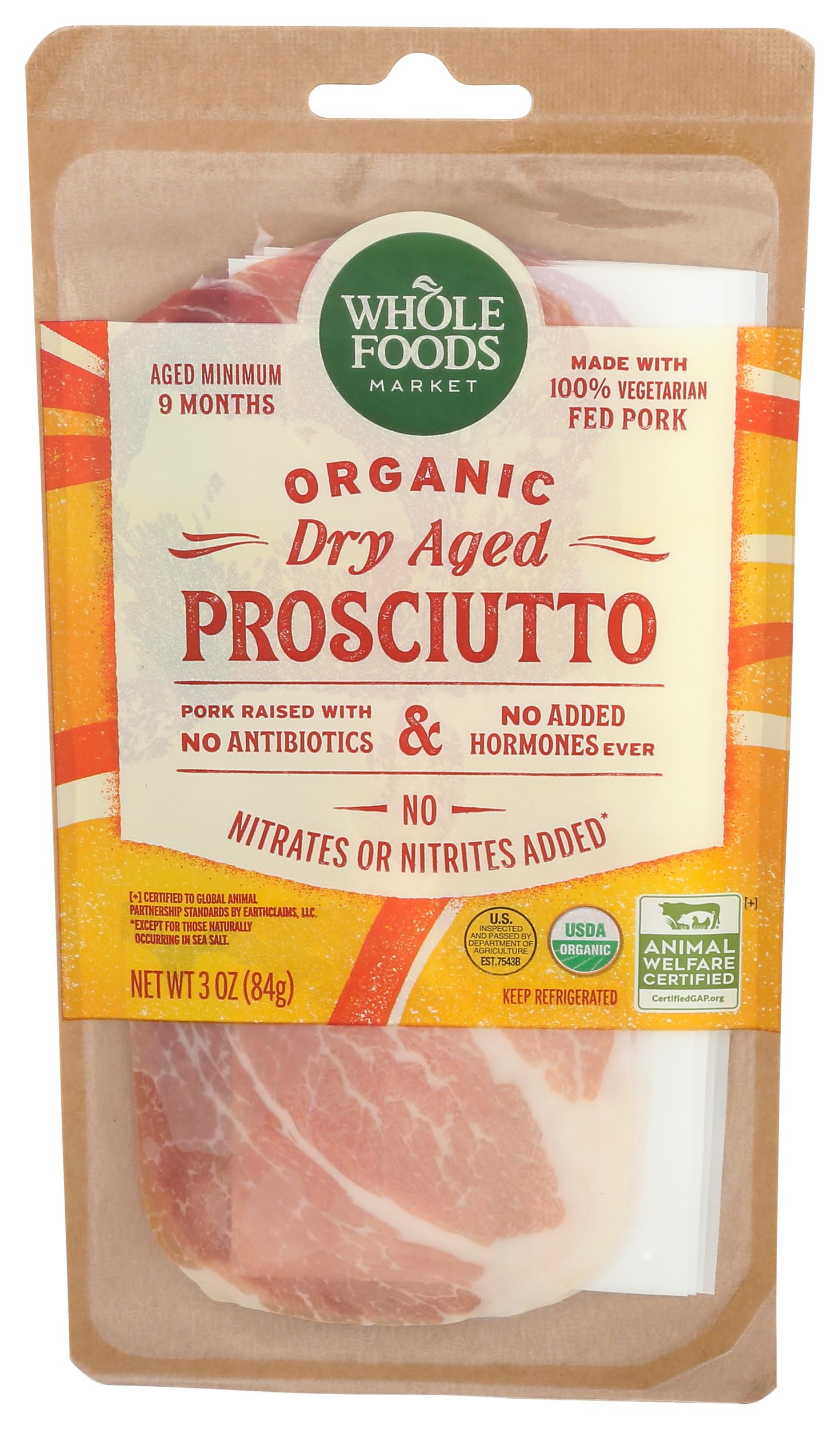 Whole Foods Market Organic Sliced Prosciutto, 3 OZ