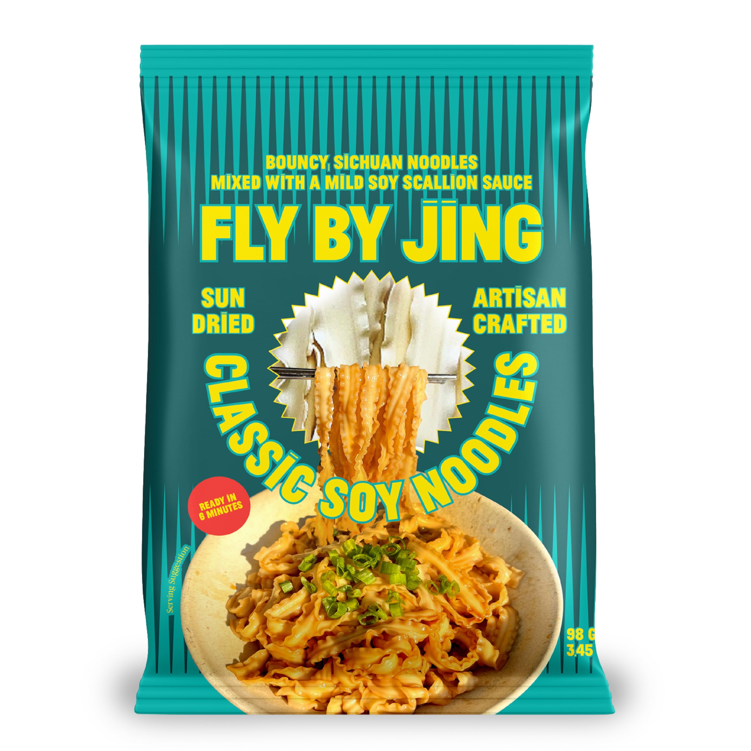 FLYBYJING Classic Soy Noodles, 3.45 oz (Pack of 1)