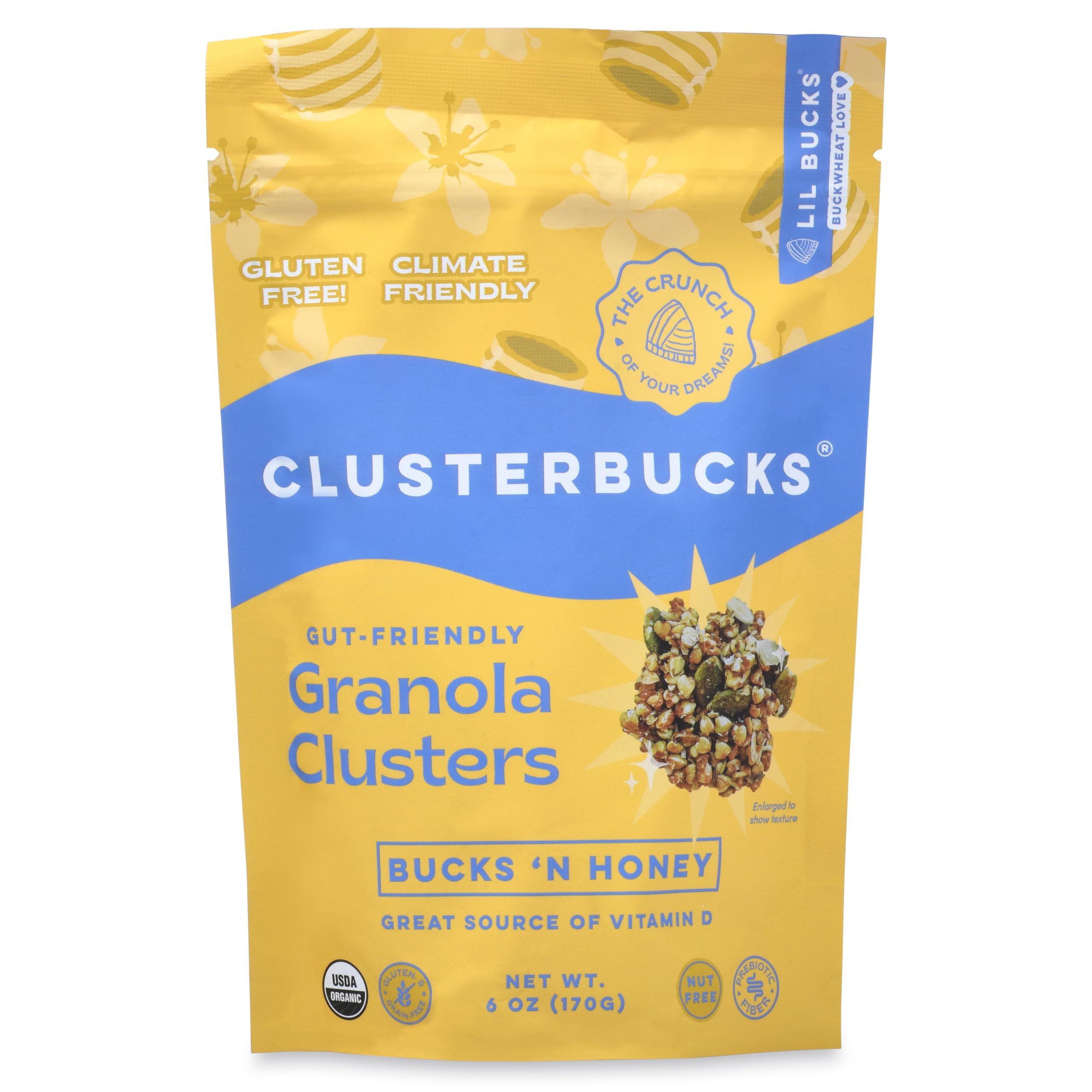 Lil Bucks Organic Honey Clusterbucks Granola, 6 OZ