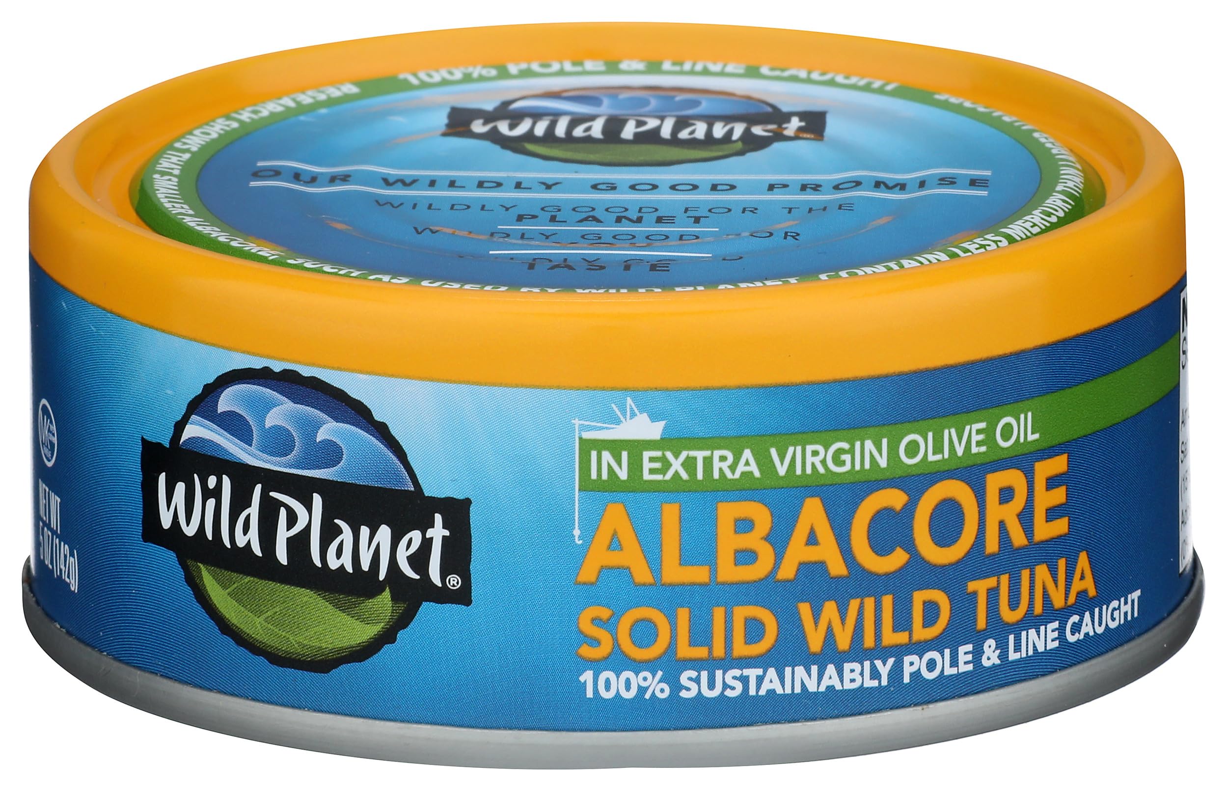 Wild Planet Wild Albacore Tuna in EVOO, 5 Ounce Can, Pack of 1 | Sustainable Pole & Line Caught Tinned Tuna in Extra Virgin Olive Oil. Non-GMO, Gluten Free, Kosher, Dairy Free