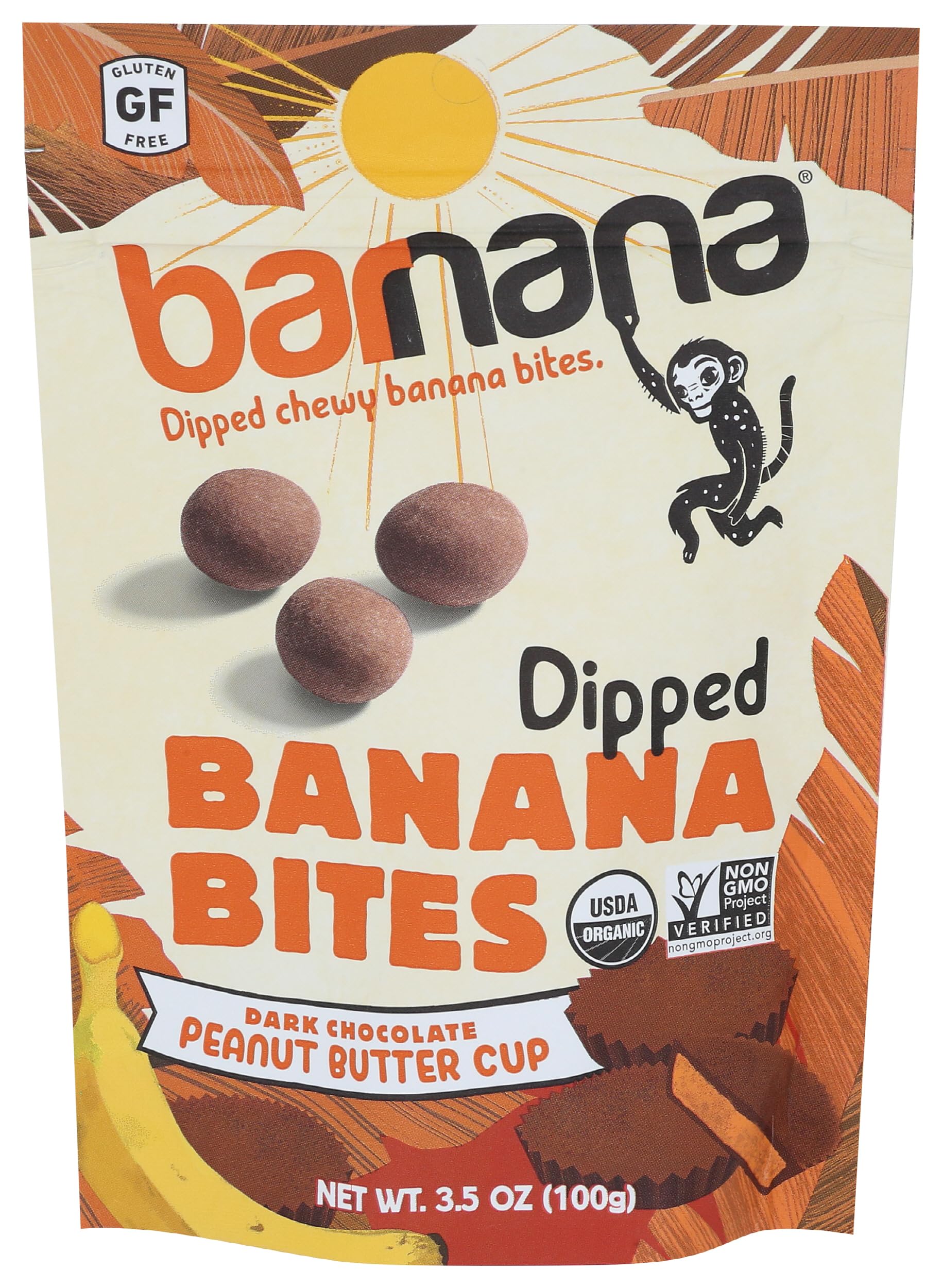 Barnana Organic Peanut Butter Cup Chewy Banana Bites, 3.5 Ounce Bag
