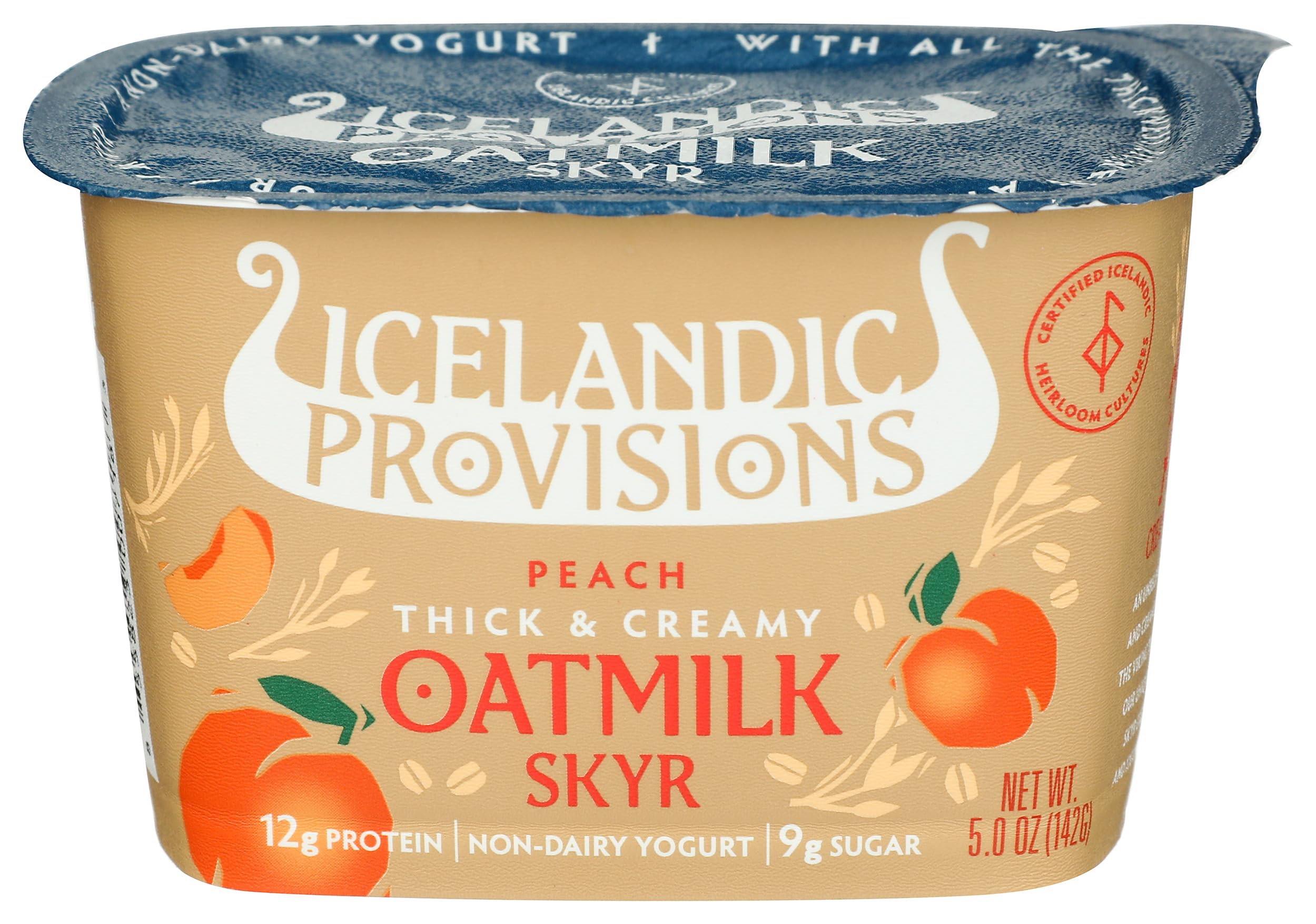 Icelandic Provisions Yogurt Skyr Oat Peach, 5 Ounce