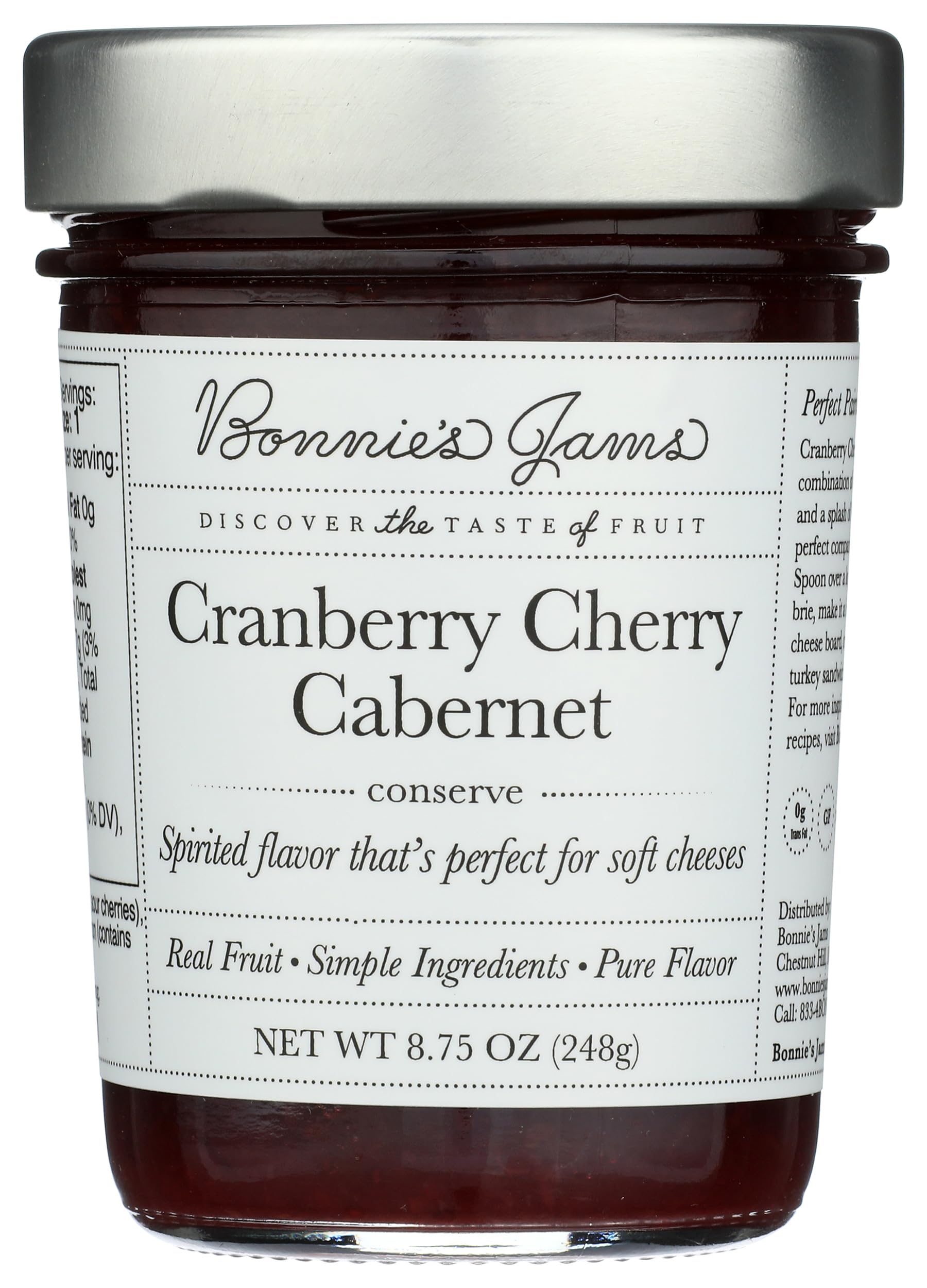 BONNIES JAMS Jam Cranberry Cherry Cabernet, 8.75 OZ