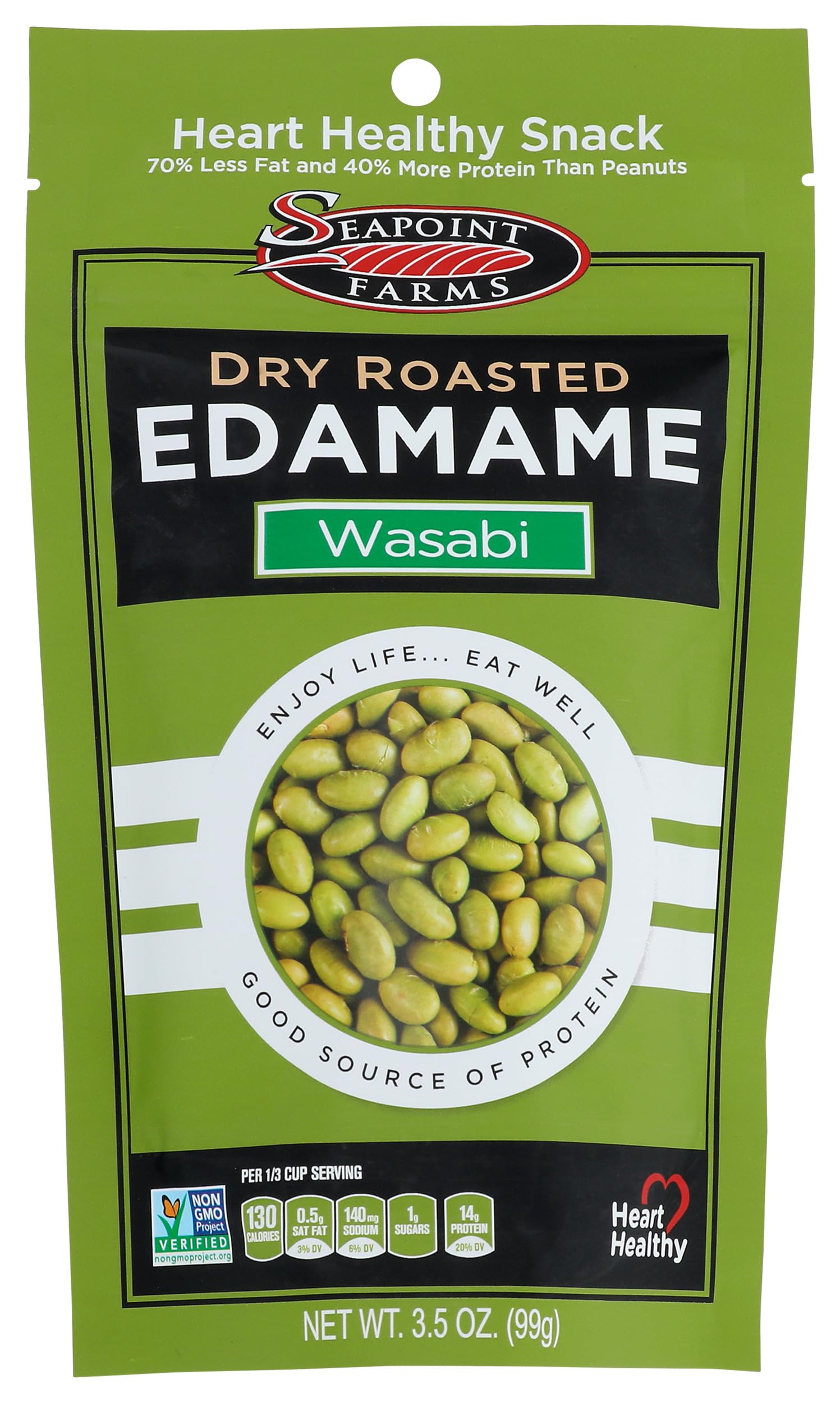 Seapoint Farms Dry Roasted Edamame, Wasabi, 3.5 Oz