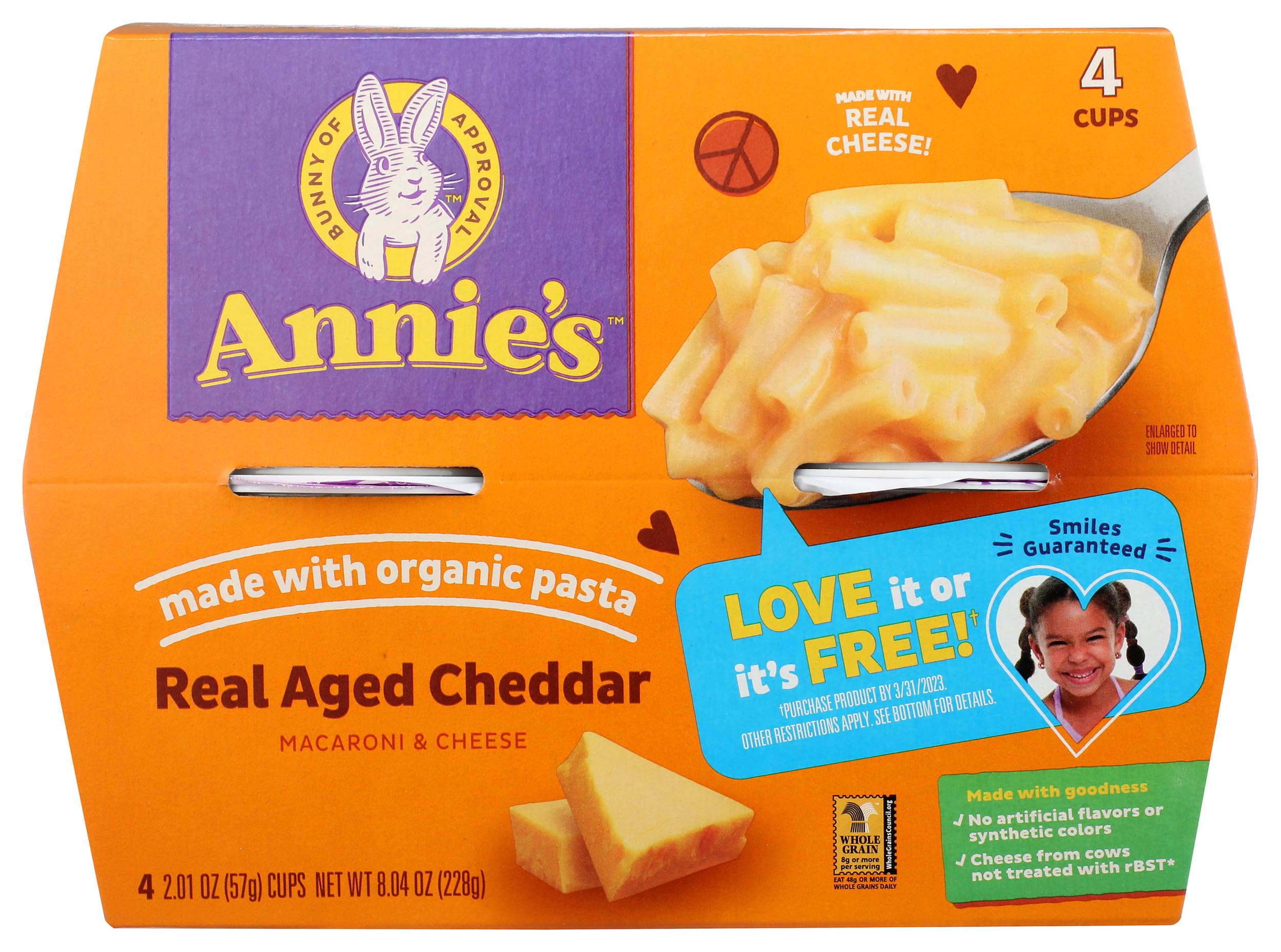Annie'S Homegrown, Mac Cheese Real Aged Cheddar 4 Pack, 8.04 Ounce