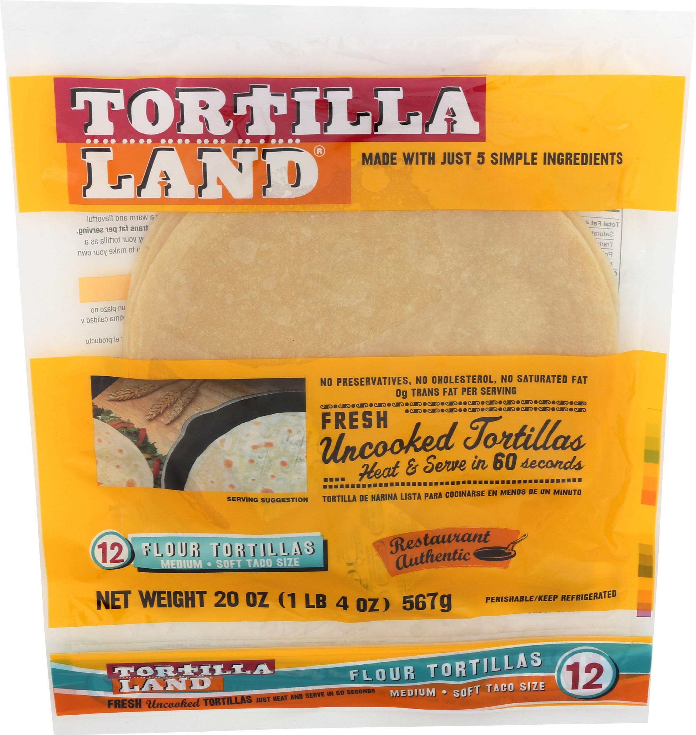 Tortilla Land Uncooked Flour Tortillas, 20 oz