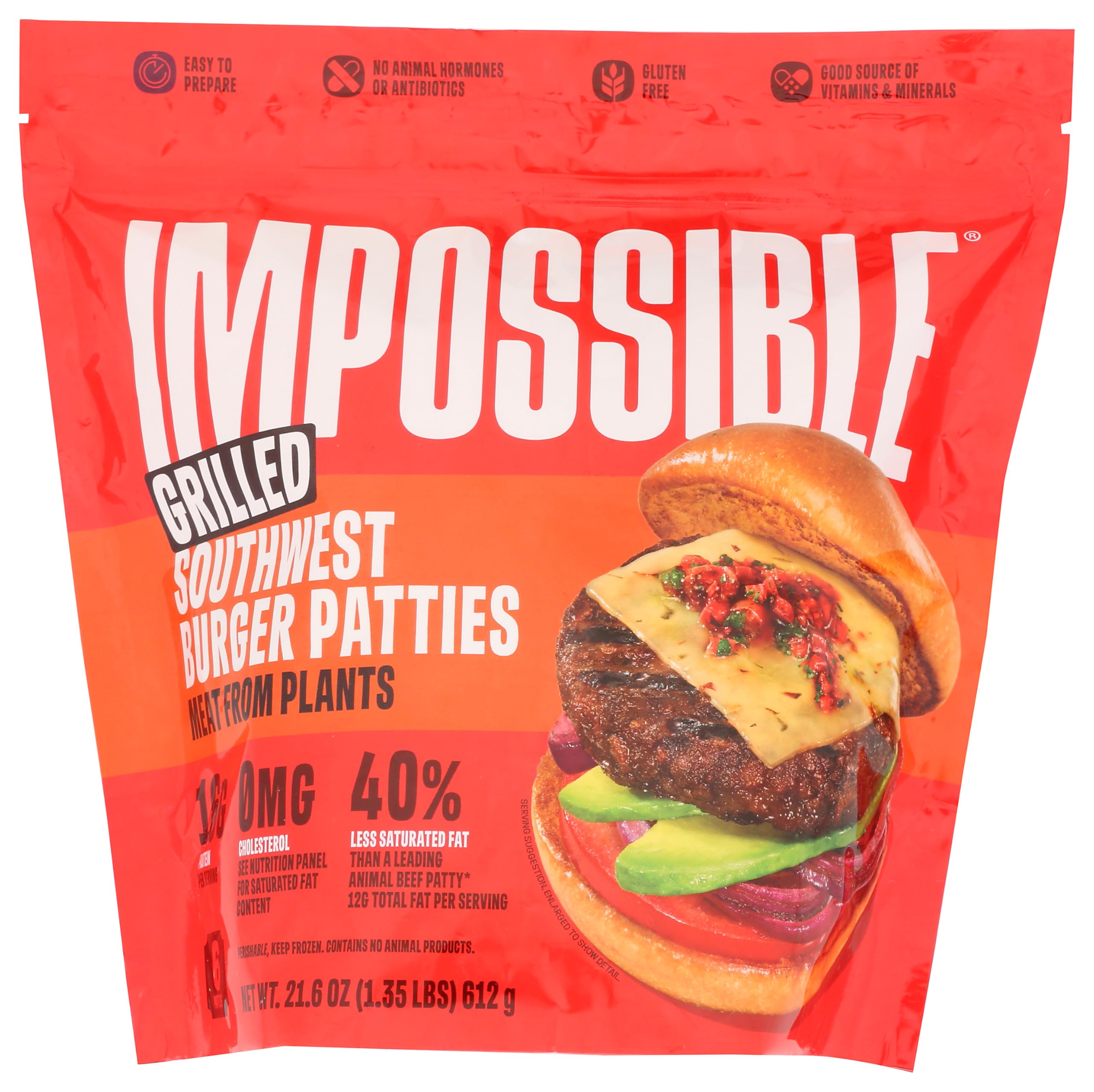 Impossible, Burger Patties Seasoned Plant Based, 21.06 Ounce