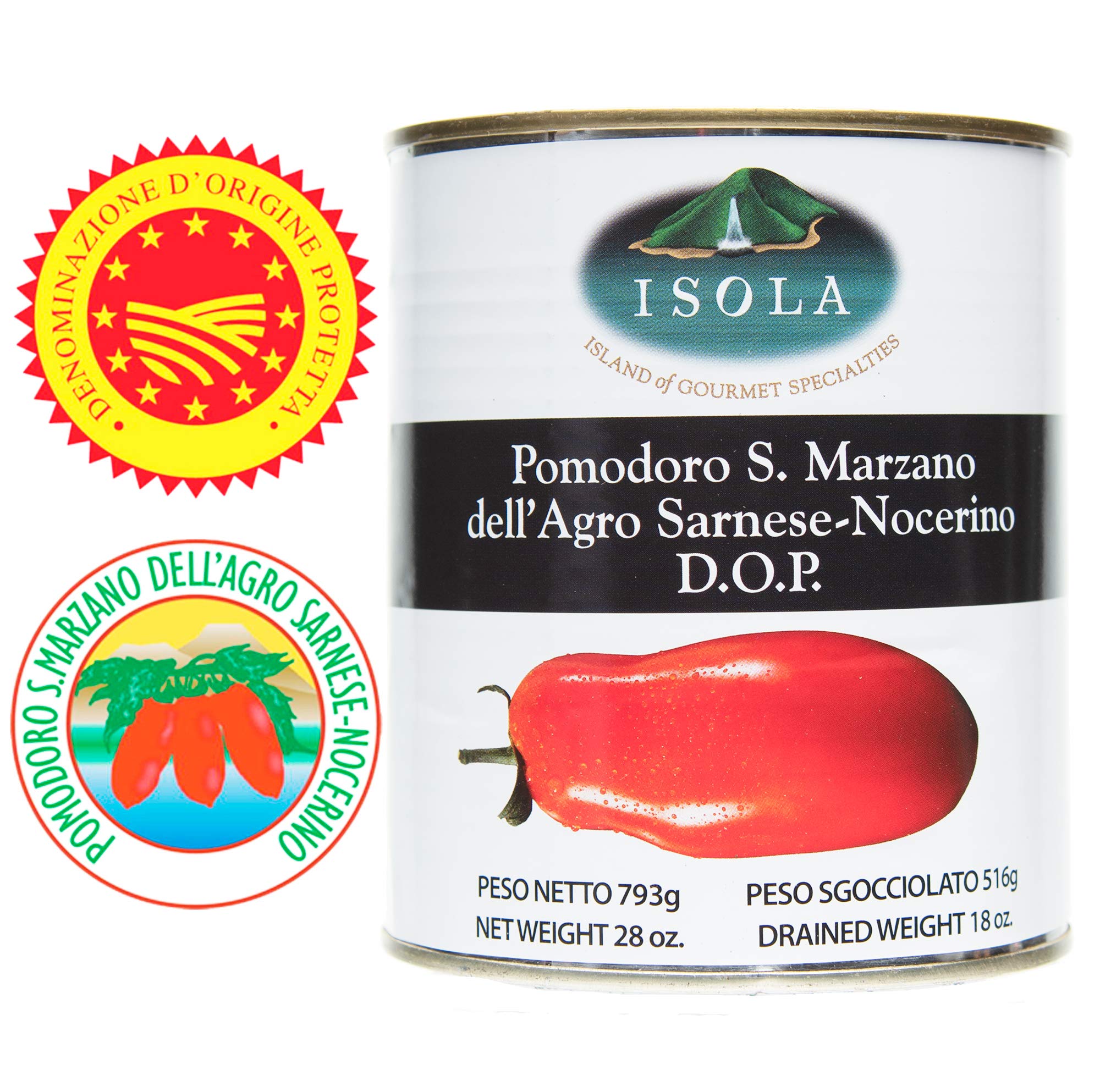 Isola San Marzano Tomatoes D.O.P. – 28 oz Can – Authentic Italian Tomatoes – D.O.P. Certified for True San Marzano Quality – Ideal for Pasta Sauces, Pizza, Italian Cooking & Gourmet Recipes