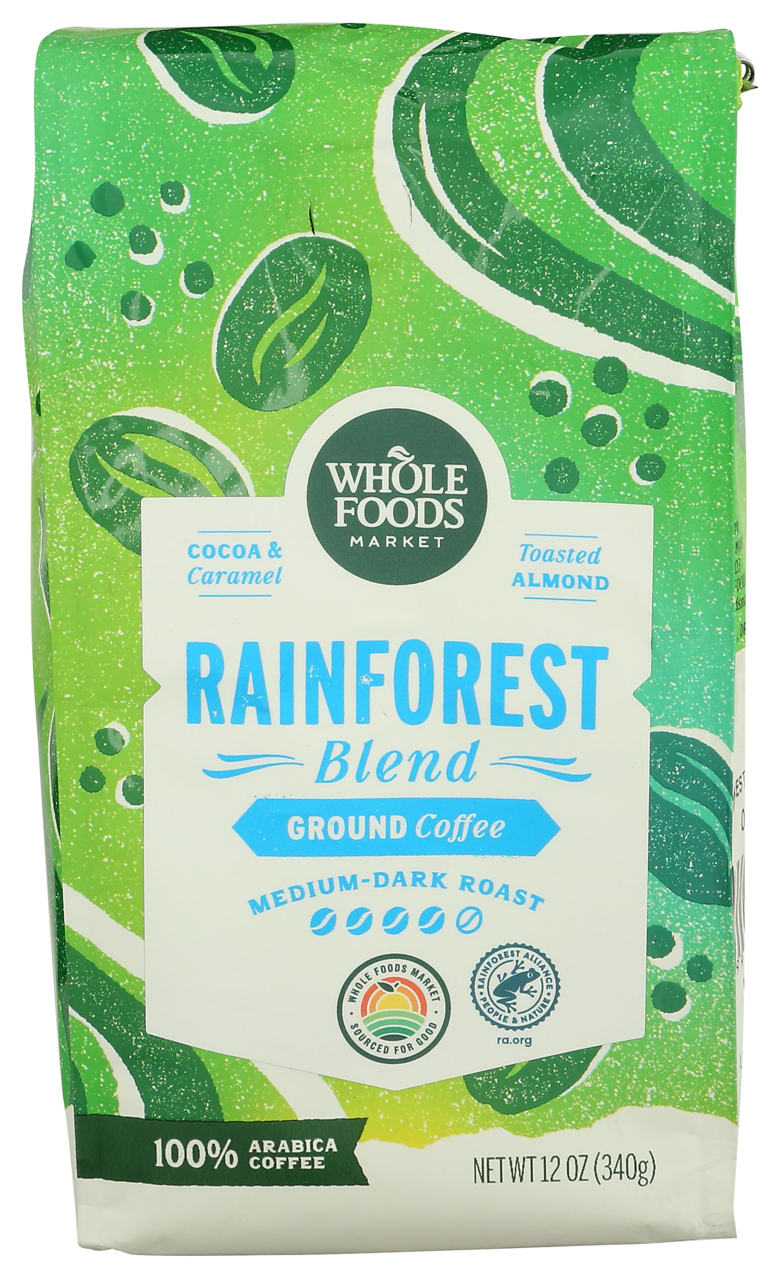 Rainforest Blend Medium-Dark Roast Ground Coffee, Cocoa, Caramel & Toasted Almond, 12 Ounce