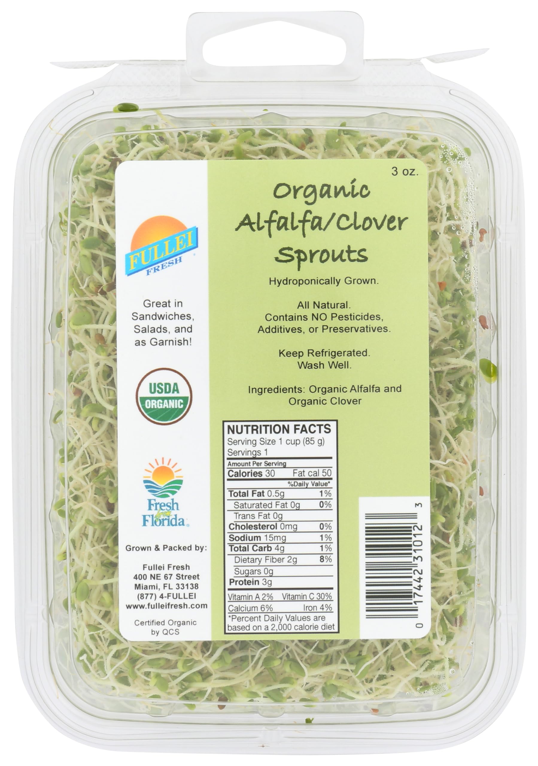 Fullei Organic Alfalfa Clover Sprouts, 3 OZ