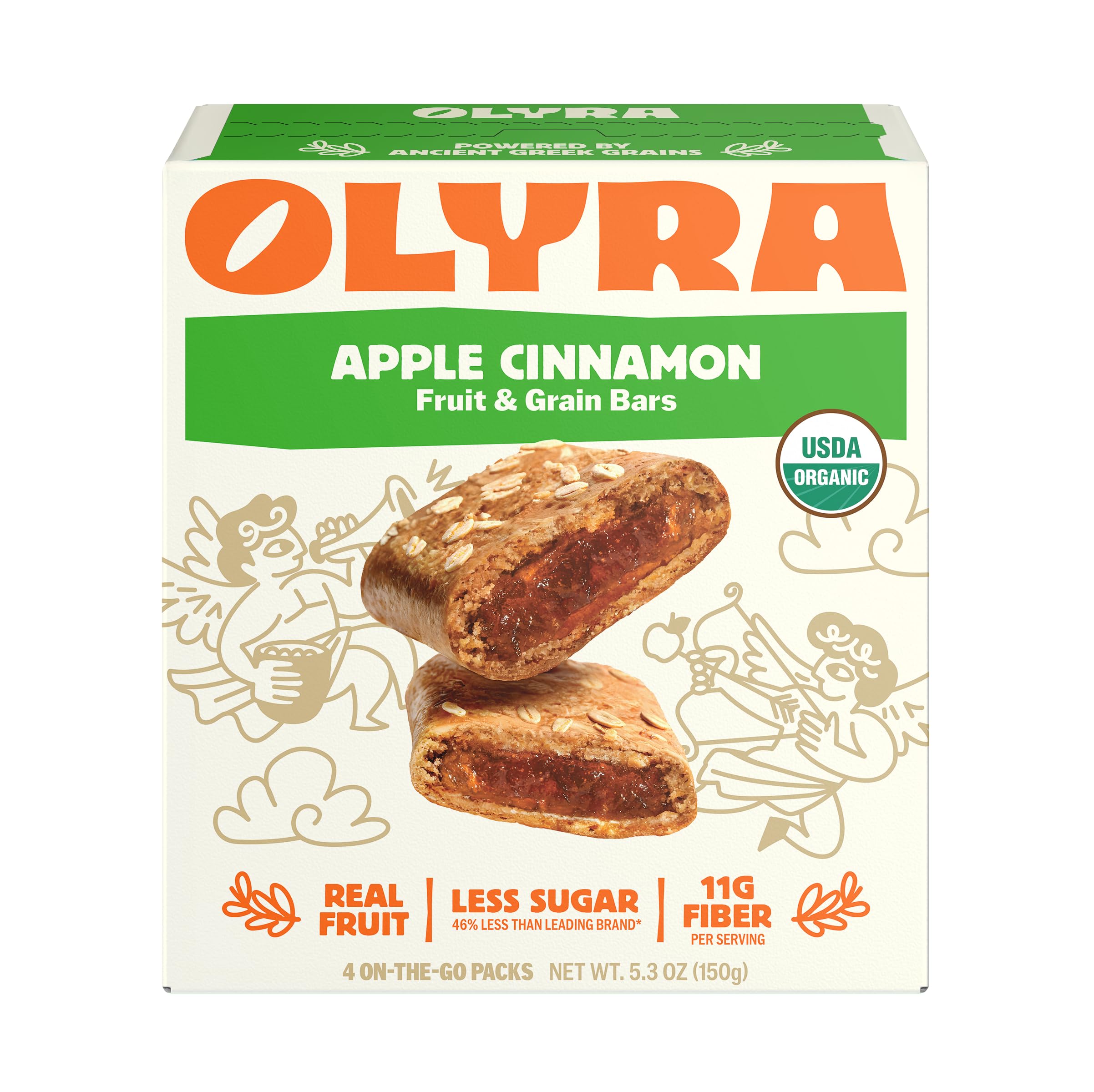 Olyra Apple Cinnamon Fruit & Grain Bars 4 Count, 1.32 OZ