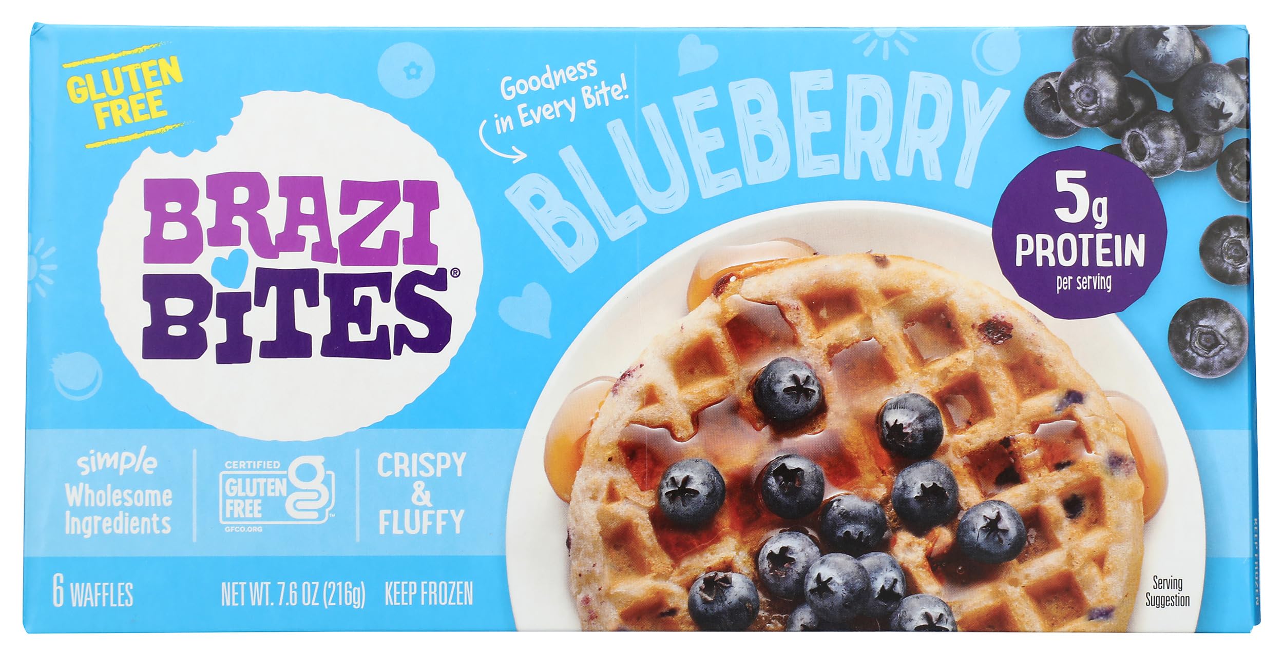 Brazi Bites Blueberry Waffles, 7.6 OZ