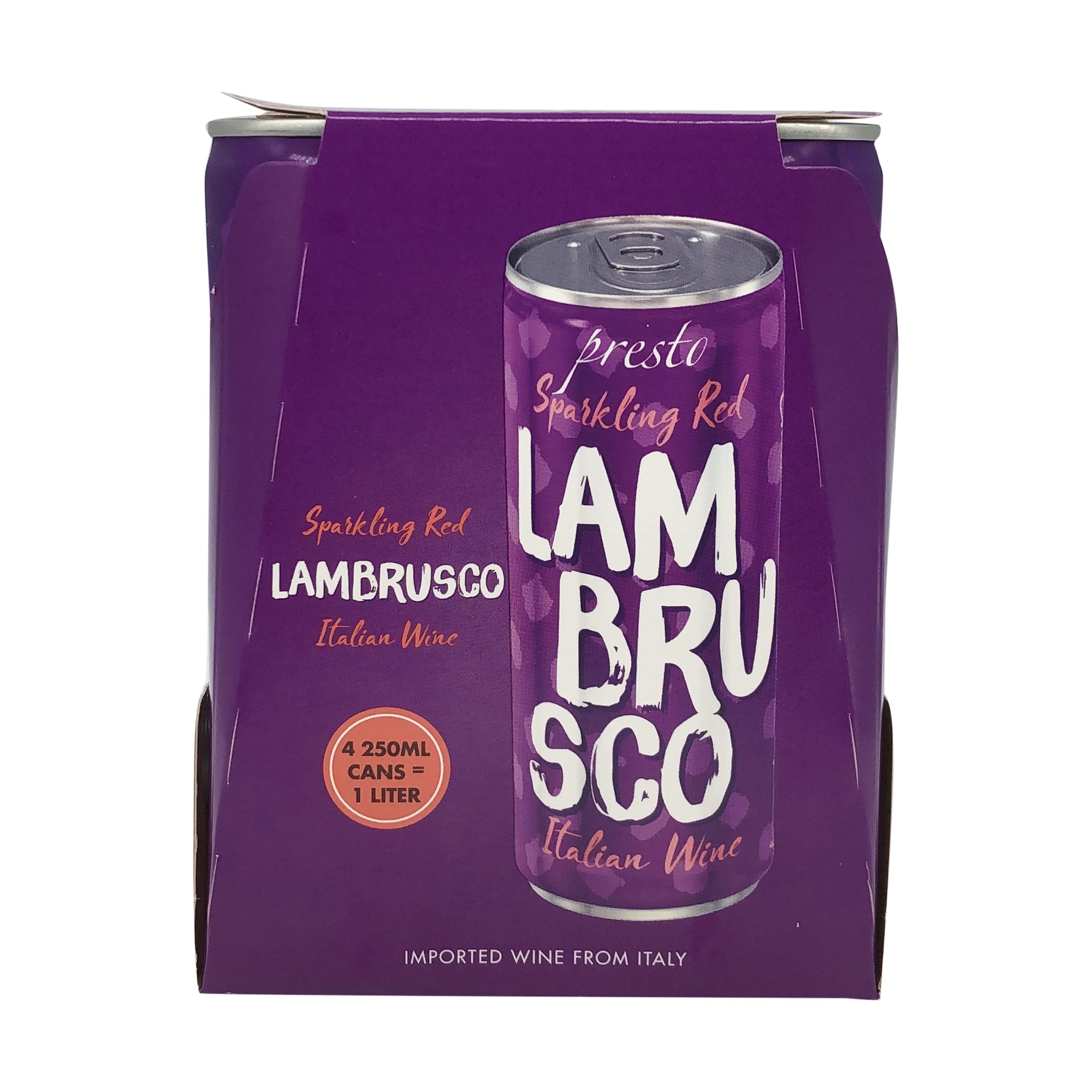 Presto Sparkling Lambrusco 250ml 4pk Cans, 250 ML
