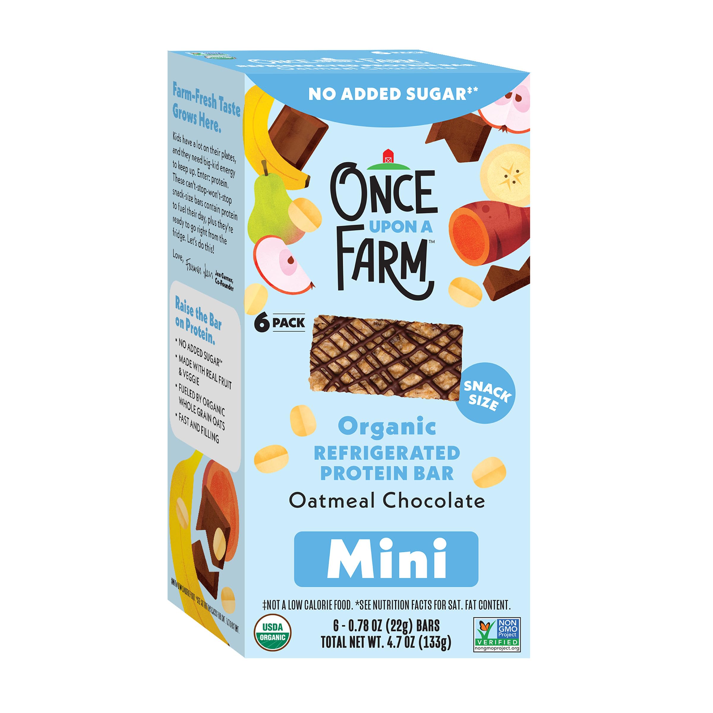 Once Upon a Farm Organic Mini Refrigerated Protein Kids' Bar Multipack Oatmeal Chocolate, 6-.78oz Bars
