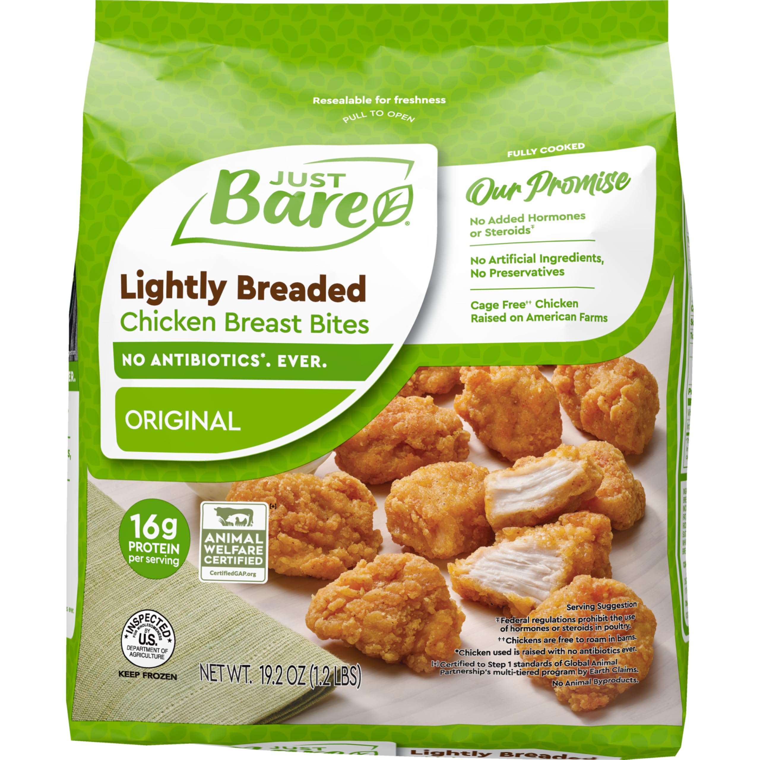 Just Bare Lightly Breaded Chicken Breast Bites, 19.2 OZ