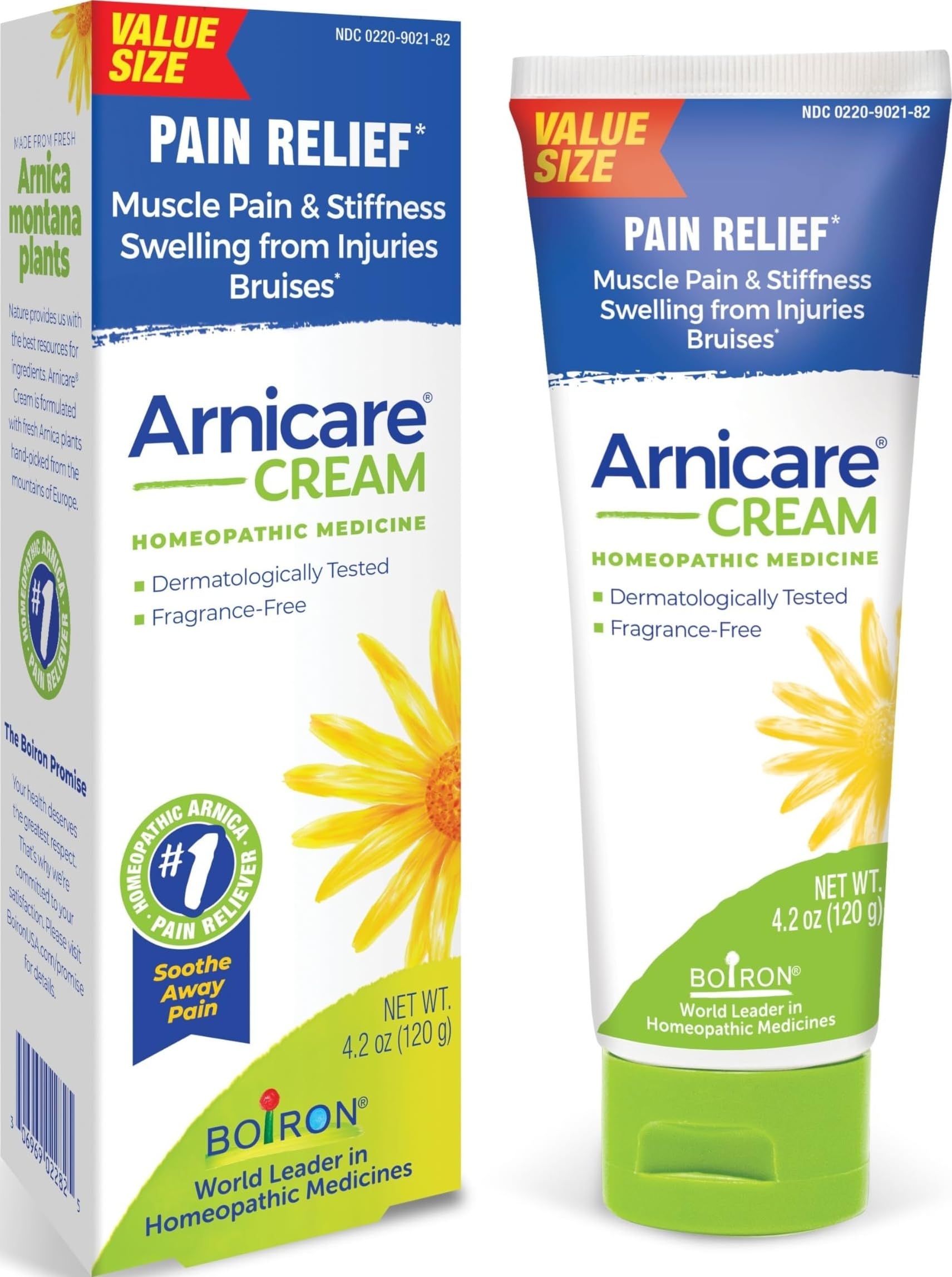 Boiron Arnicare Cream for Joint Pain, Muscle Pain, Swelling, Soreness, Stiffness, and Bruises - Fast Absorbing and Fragrance-Free - 4.2 oz