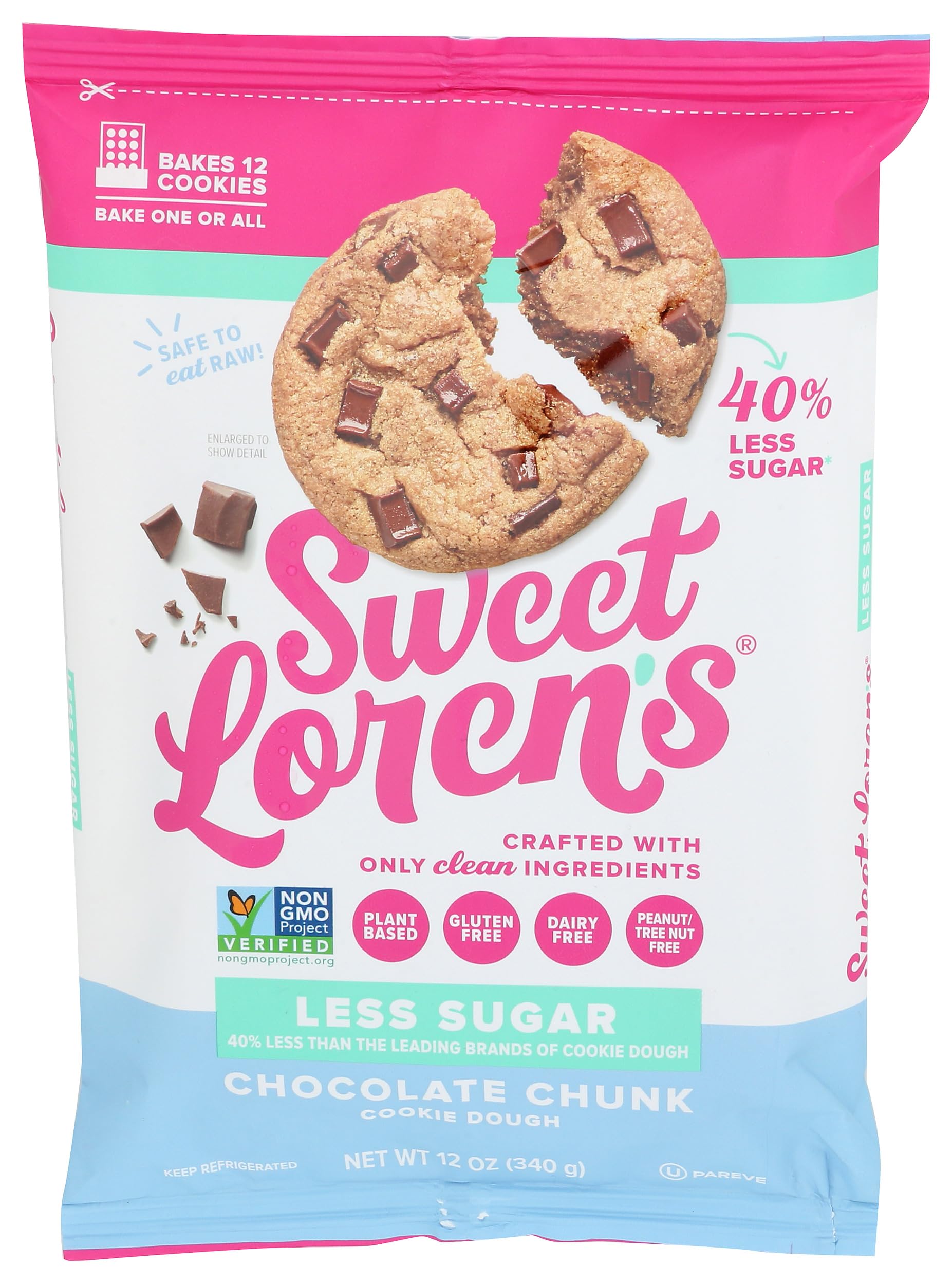 Sweet Loren's Gluten Free & Vegan Less Sugar Chocolate Chunk Cookie Dough