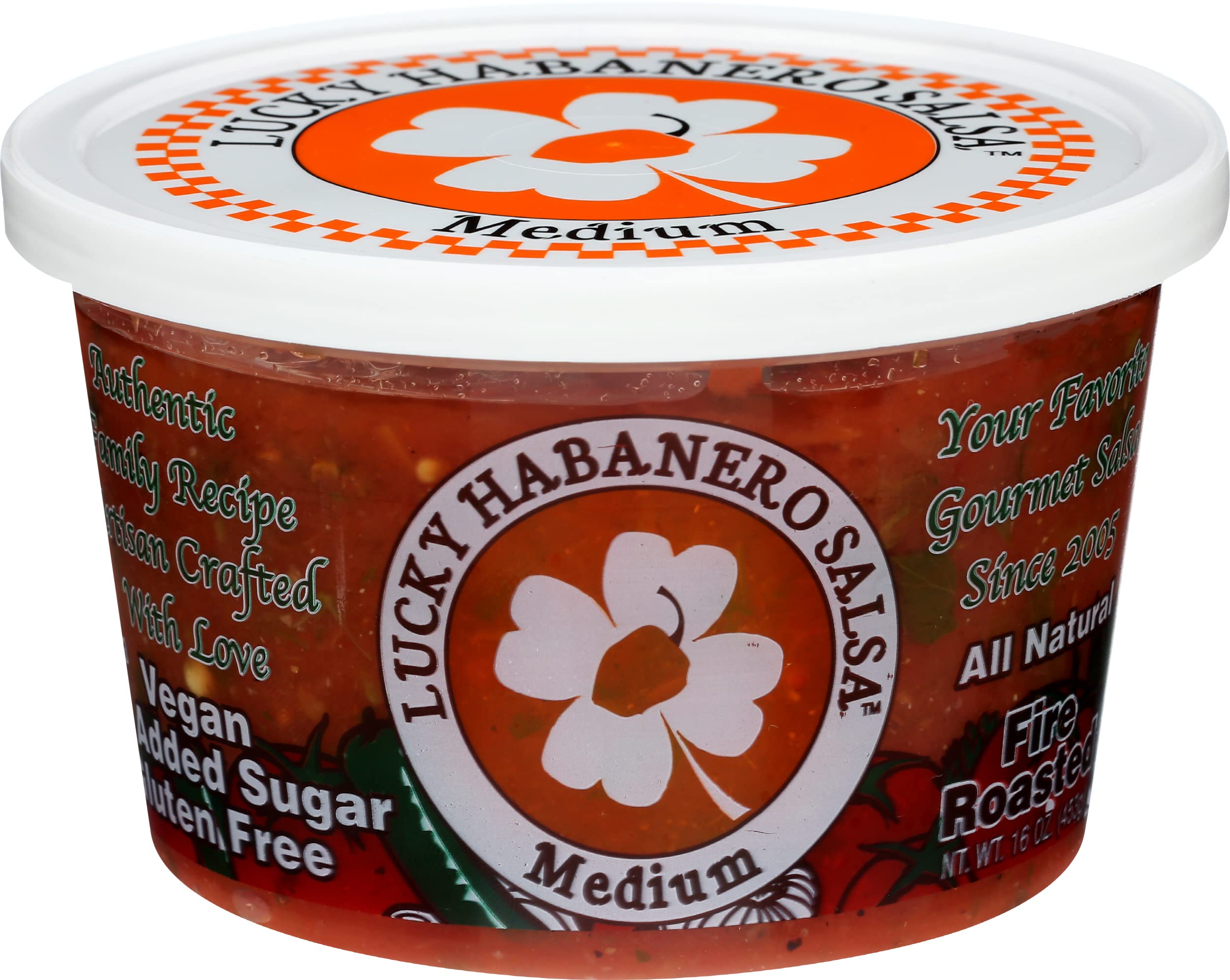 Lucky Habanero Salsa Medium, 16 Ounce