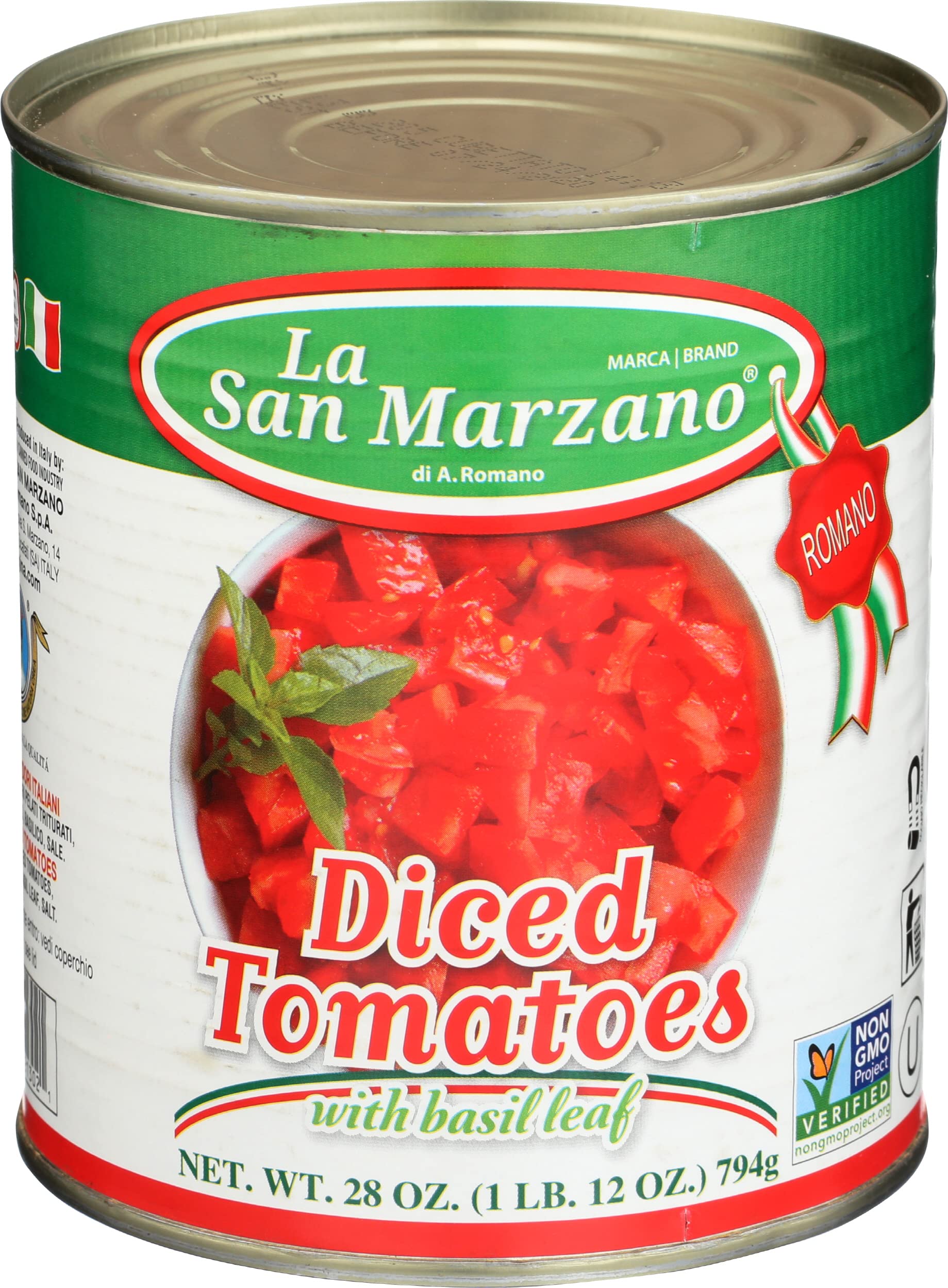 Tomatoes Diced With Basil Leaf, 28 Ounce