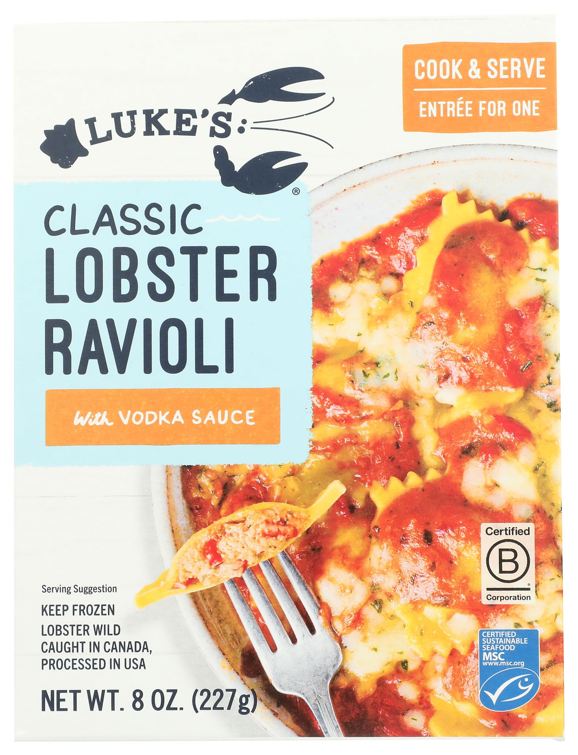 Lukes Lobster Vodka Sauce Lobster Ravioli, 8 OZ