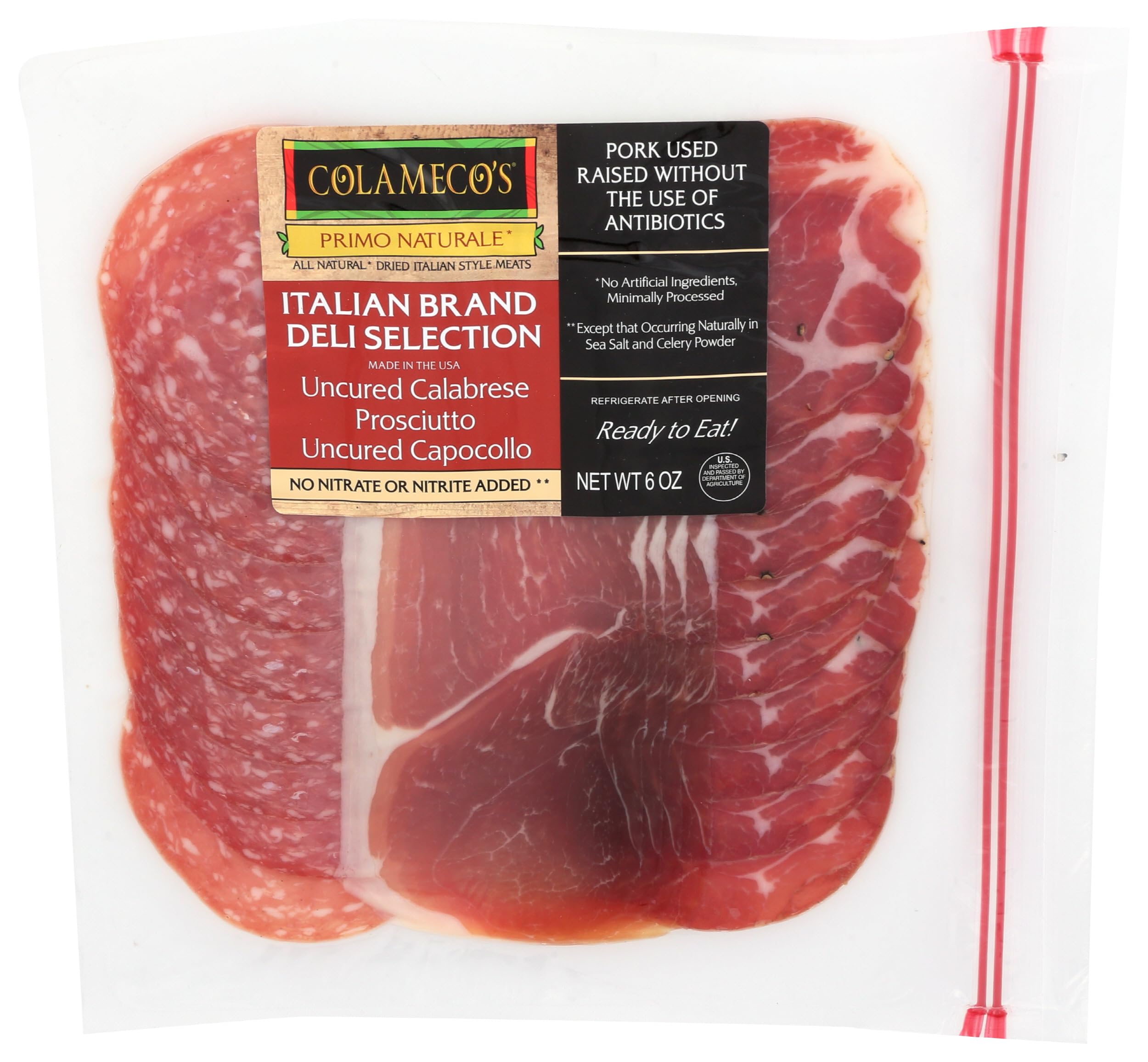 Colameco's, Italian Brand Deli Meats - Uncured Calabrese, Prosciutto, & Uncured Capocollo, 6 oz