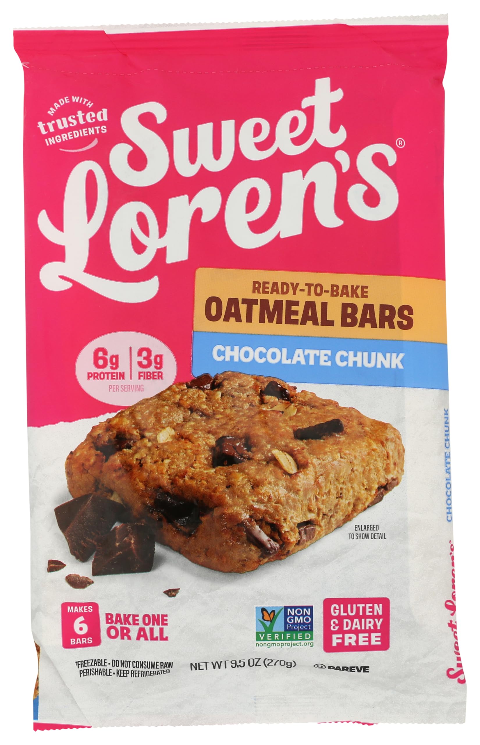 Sweet Lorens Chocolate Chunk Oatmeal Bars, 9.6 OZ