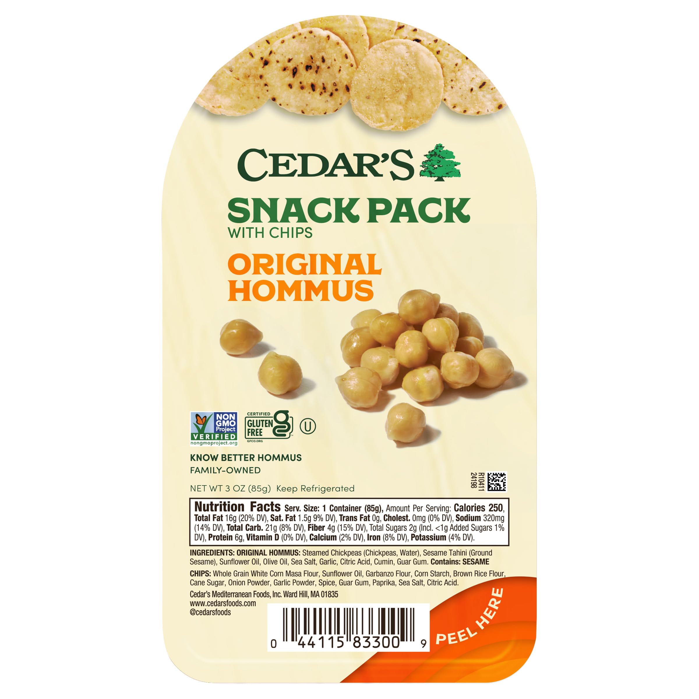 Cedar's Original Hummus with Chips Snack Pack