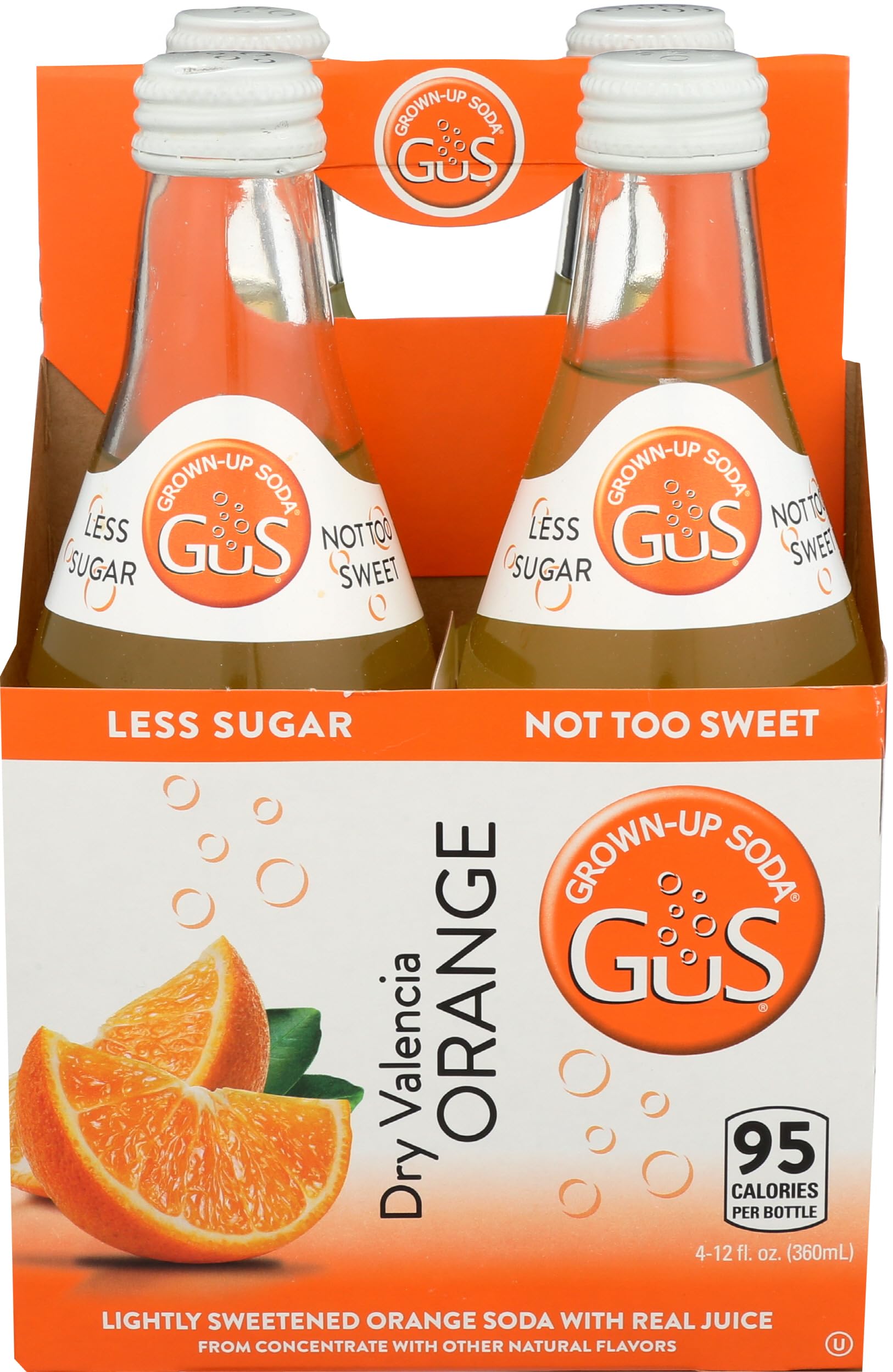 Gus Soda, Soda Dry Valencia Orange, 12 Fl Oz, 4 Pack