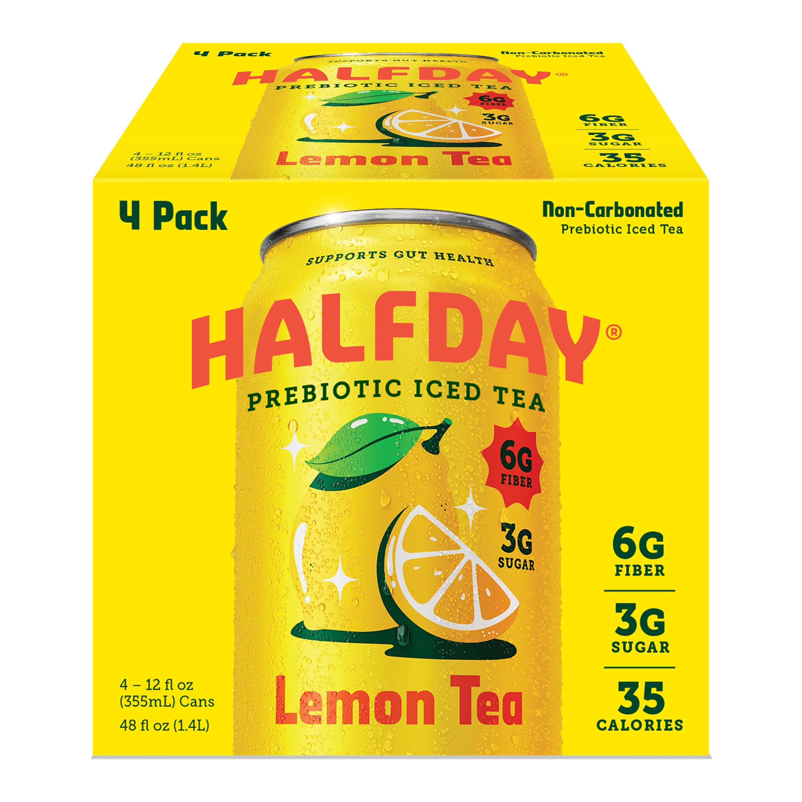Halfday Prebiotic Lemon Iced Tea, 4pk