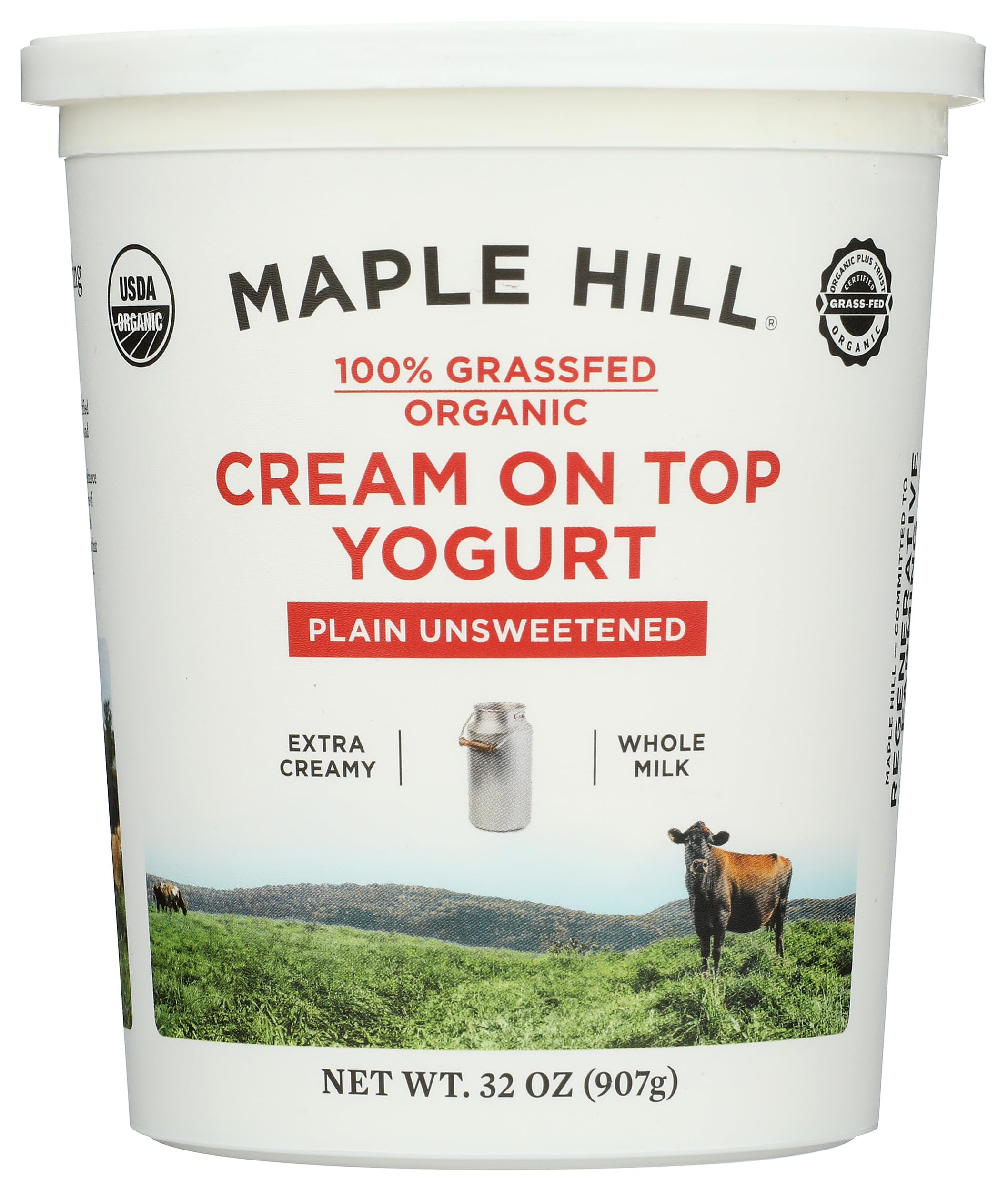 Organic Cream on Top Yogurt, 100% Grass Fed, Plain, 32 oz