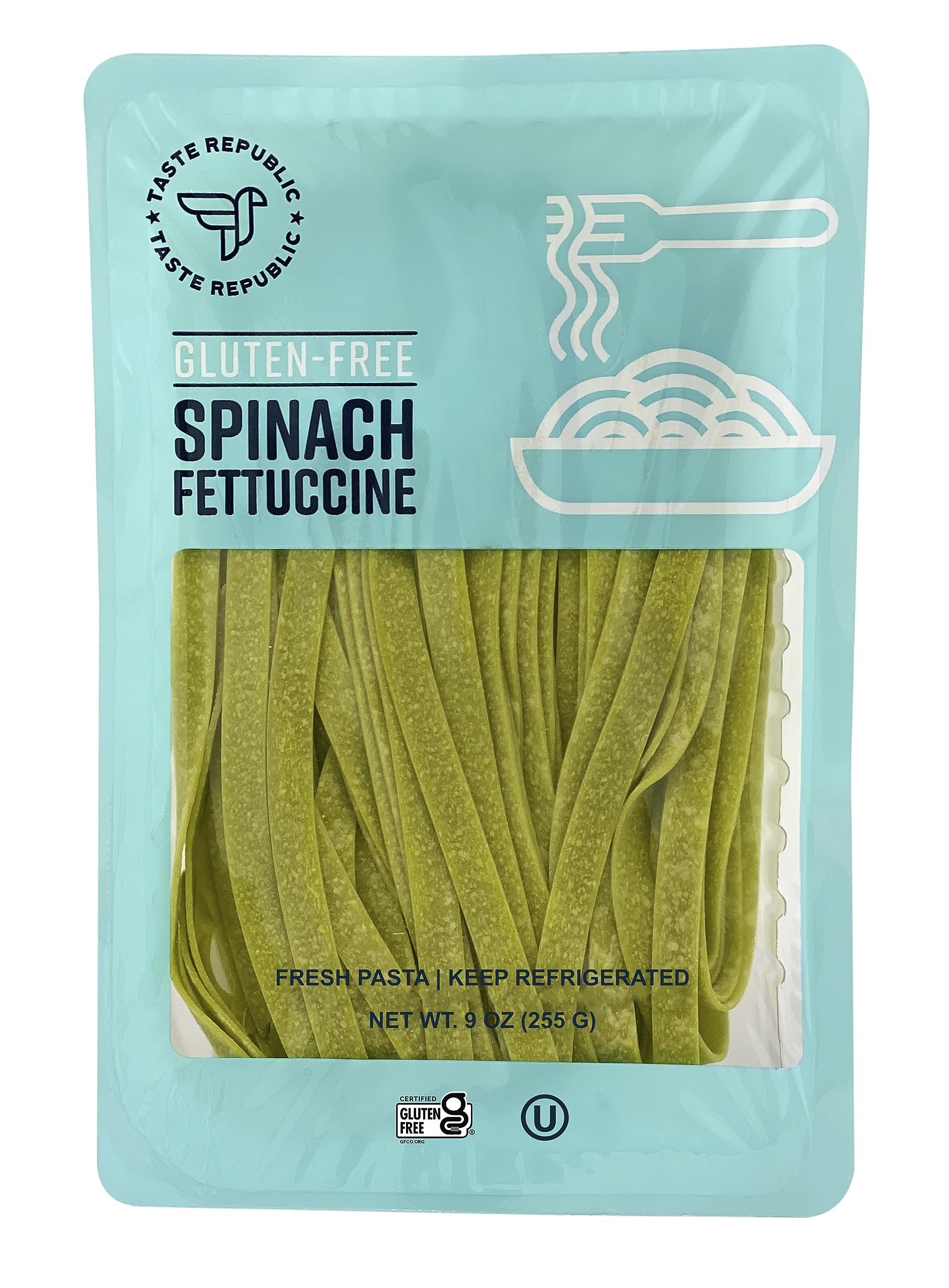 Gluten-Free Pasta, Spinach Fettuccine, Fresh Brown Rice Noodles Cook in Just 3 Minutes, 9 Ounce