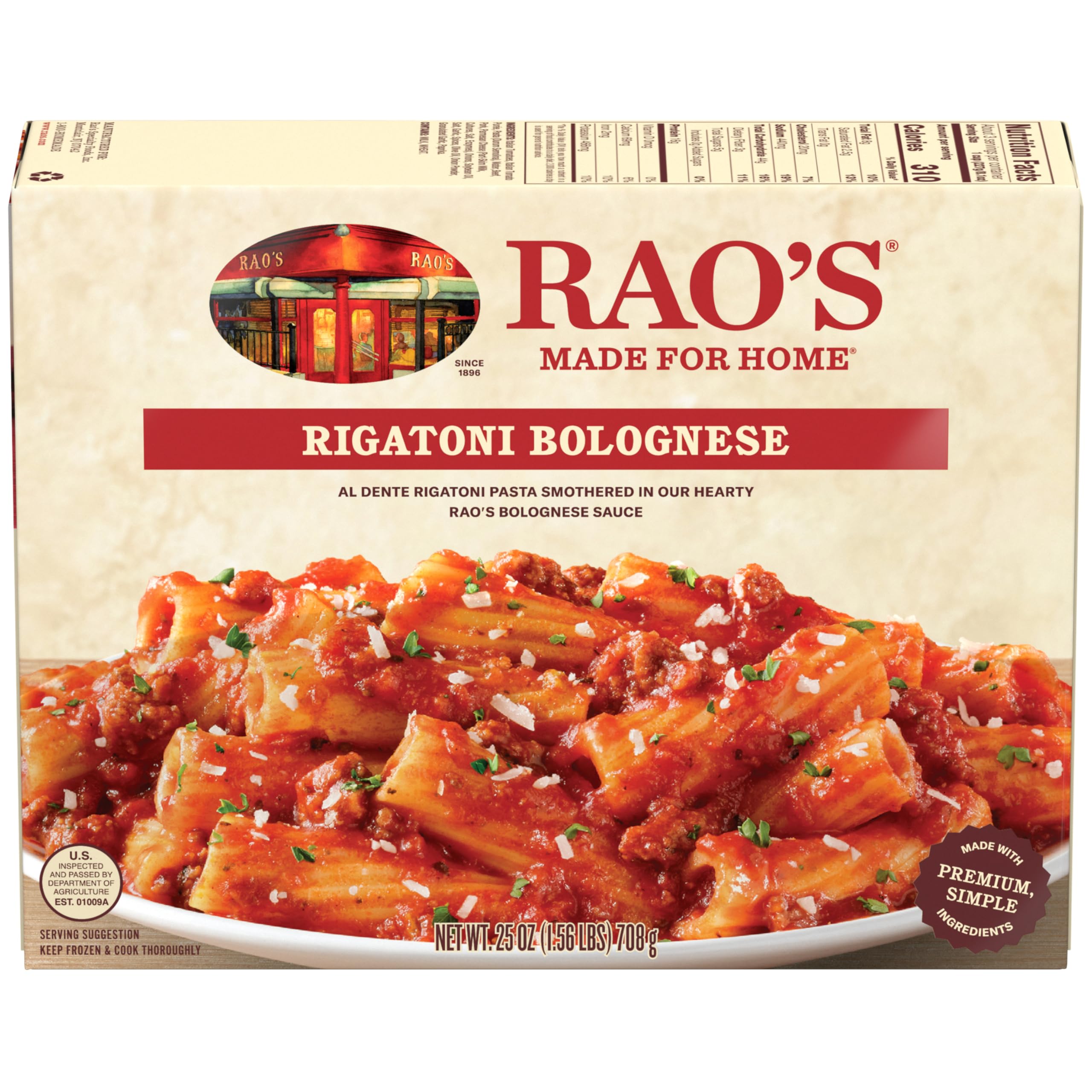 Rao's Made For Home Rigatoni Bolognese Frozen Meal, 25 oz