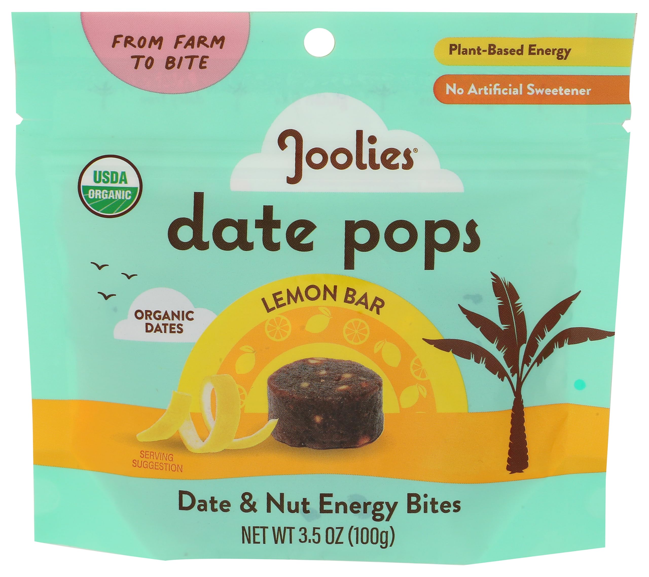 Joolies Organic Lemon Bar Date Pops, 3.5 Ounce
