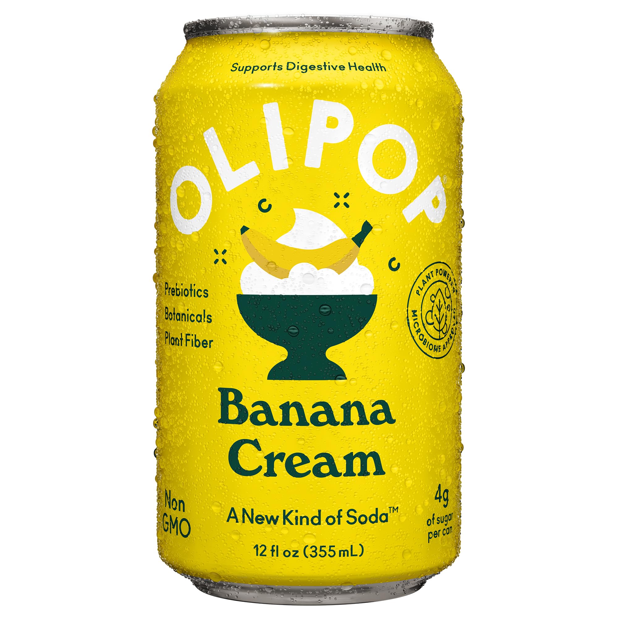 OLIPOP Banana Cream Prebiotic Soda, 12 FZ