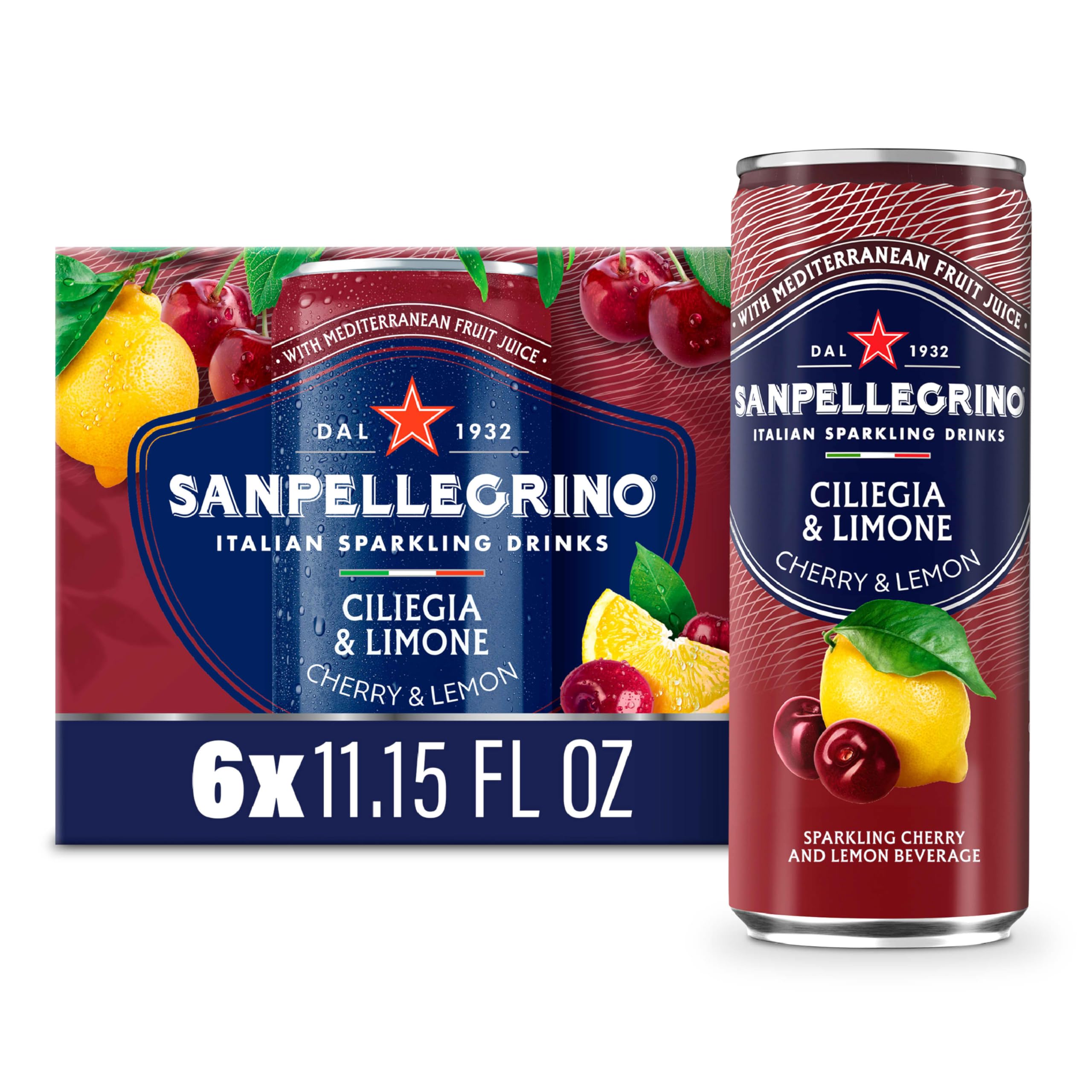 Sanpellegrino Crafted Soda Italiana Cherry Lemon, 6 Pack | Rooted in Italian heritage, this Italian soda is made with real fruit juice for an authentic, refreshing taste.
