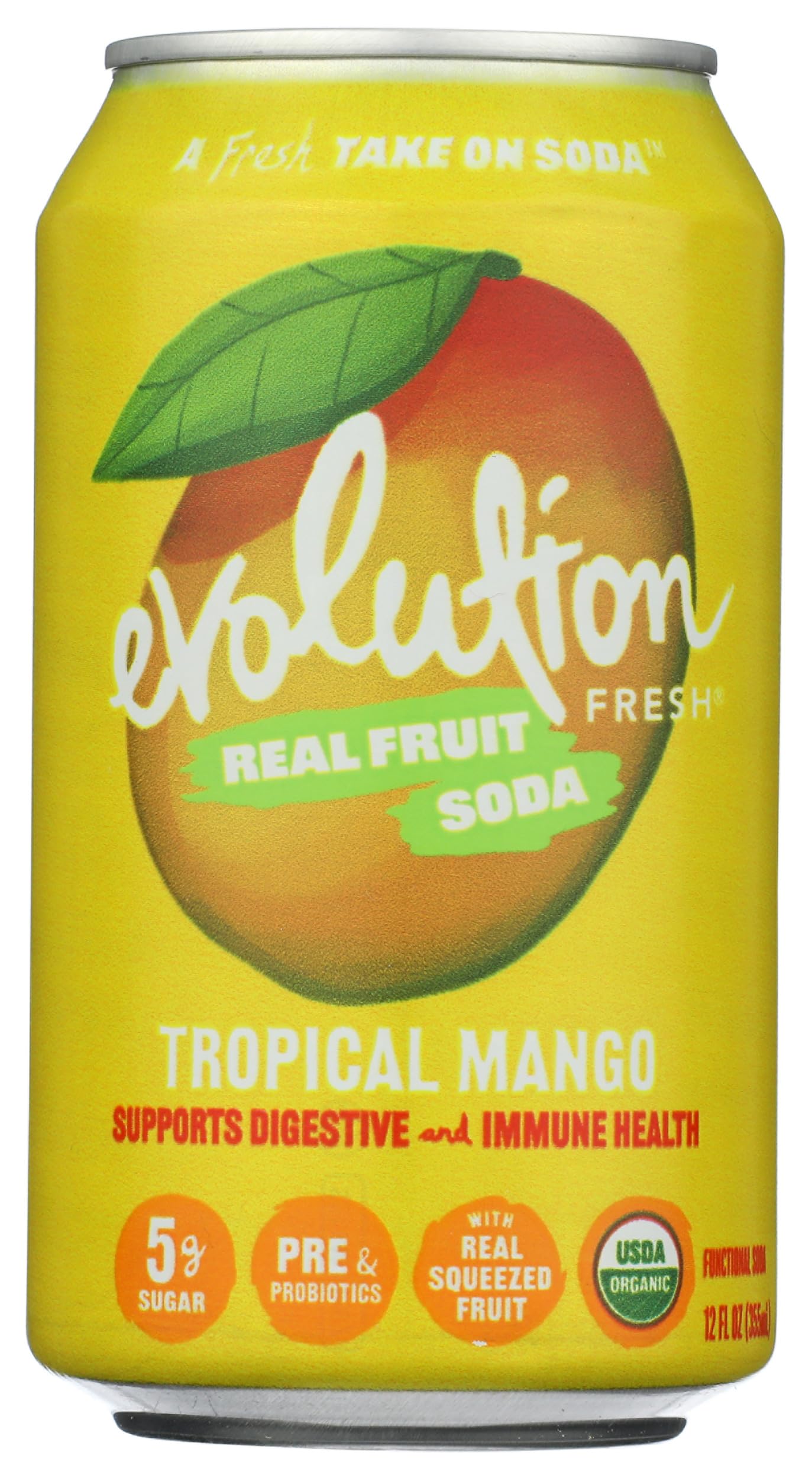 Soda Fruit Tropical Mango Organic, 12 Fl Oz