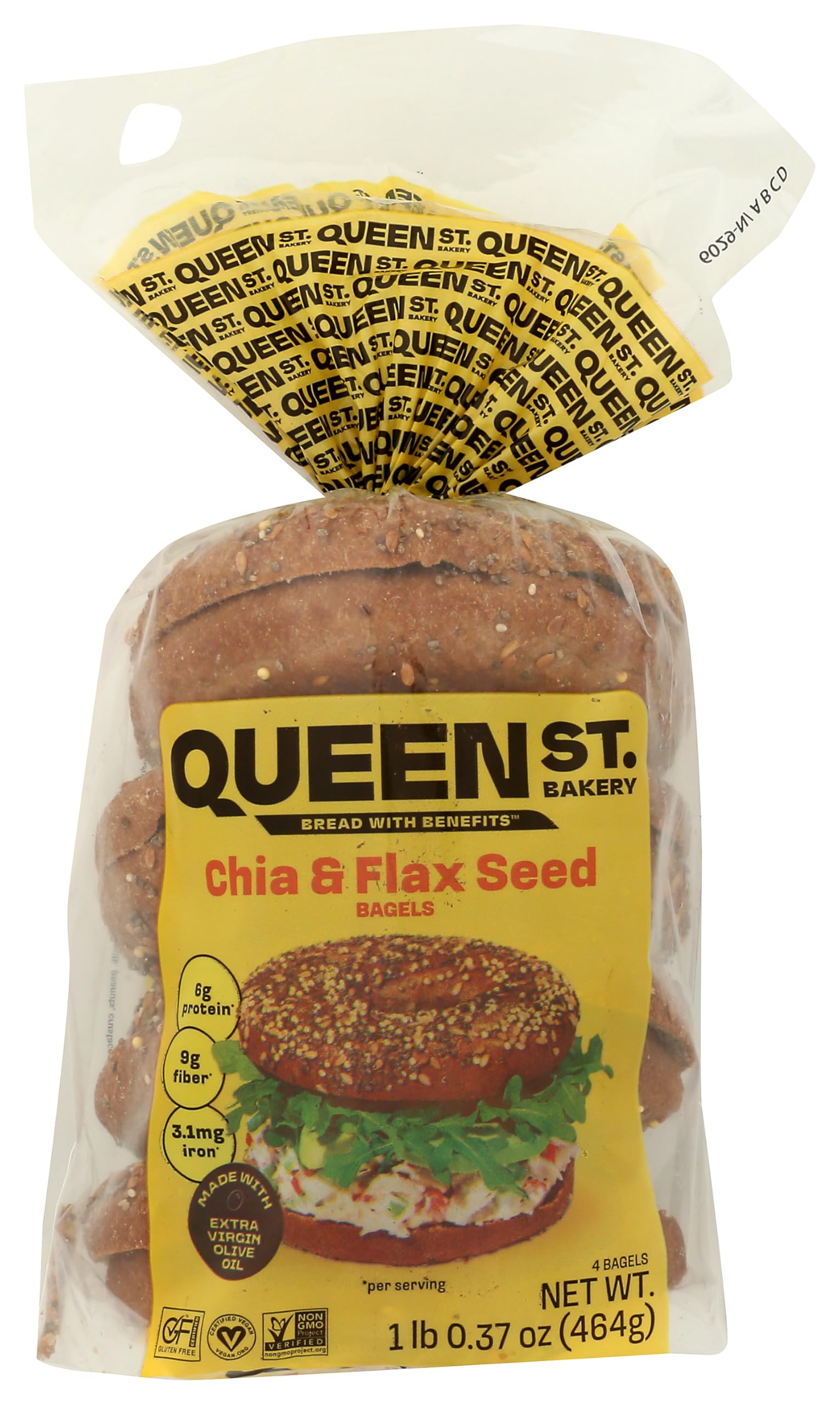 Queen St. Bakery Chia & Flax Seed Superfood Bagels – Vegan, Protein & Fibre, Gluten-Free, Allergen Free Bagels – 4 Count